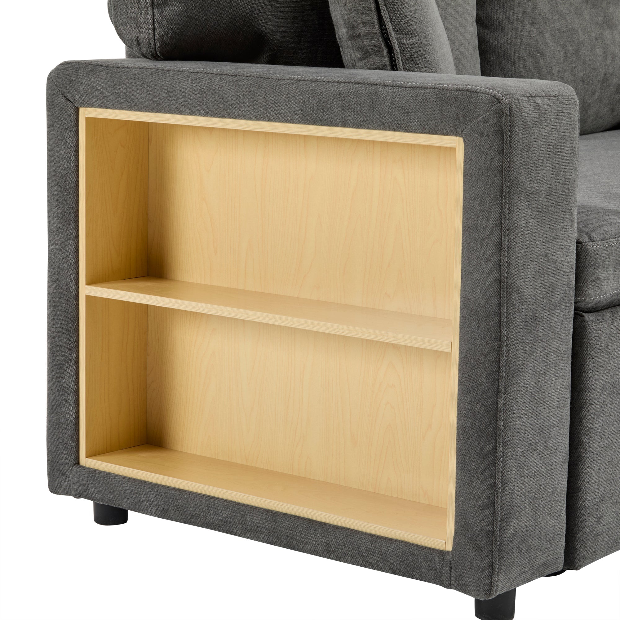 Logidon Corner Sofa Gray Extendable Bed With Bed Box Shelf 214x131
