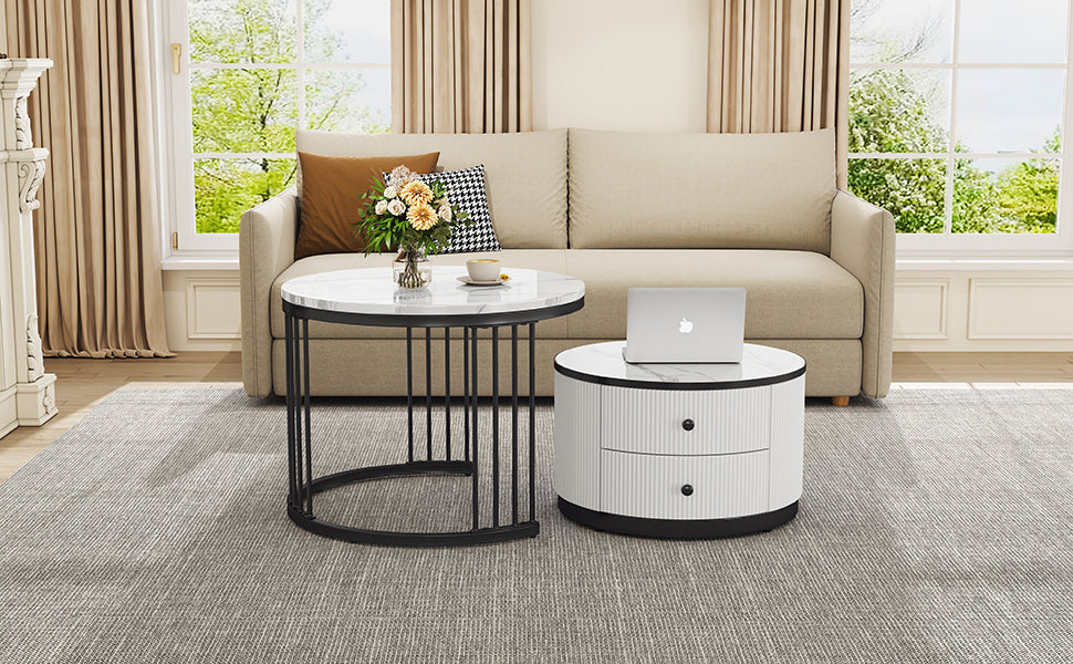 Logidon Elegante salontafelset in nestvorm wit 60x60 en 50x50