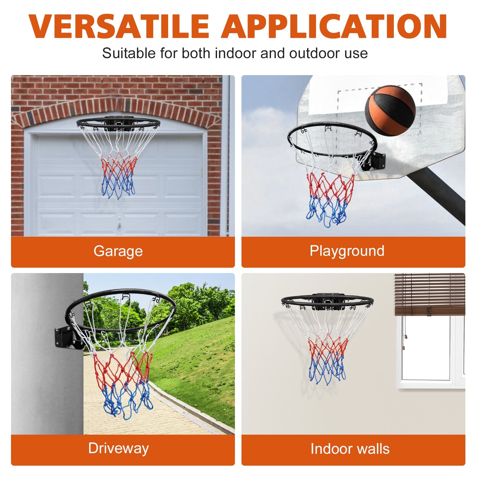 Logidon Basketbalring 18" Double Spring Mesh Zwart