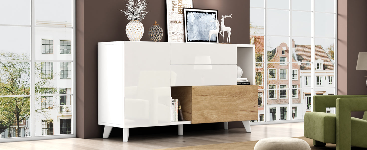 Logidon dressoir hoogglans wit 130x40x70 cm met opbergruimte