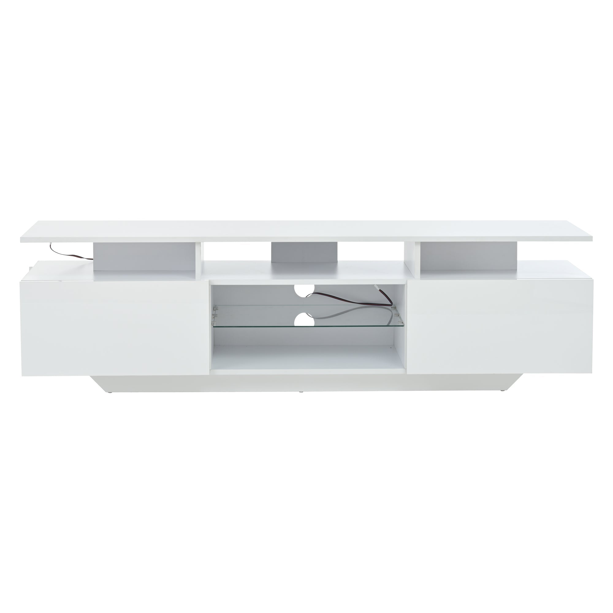 Logidon TV-meubel hoogglans wit 160 x 40 x 45 cm met LED lichtstrip glasplanken
