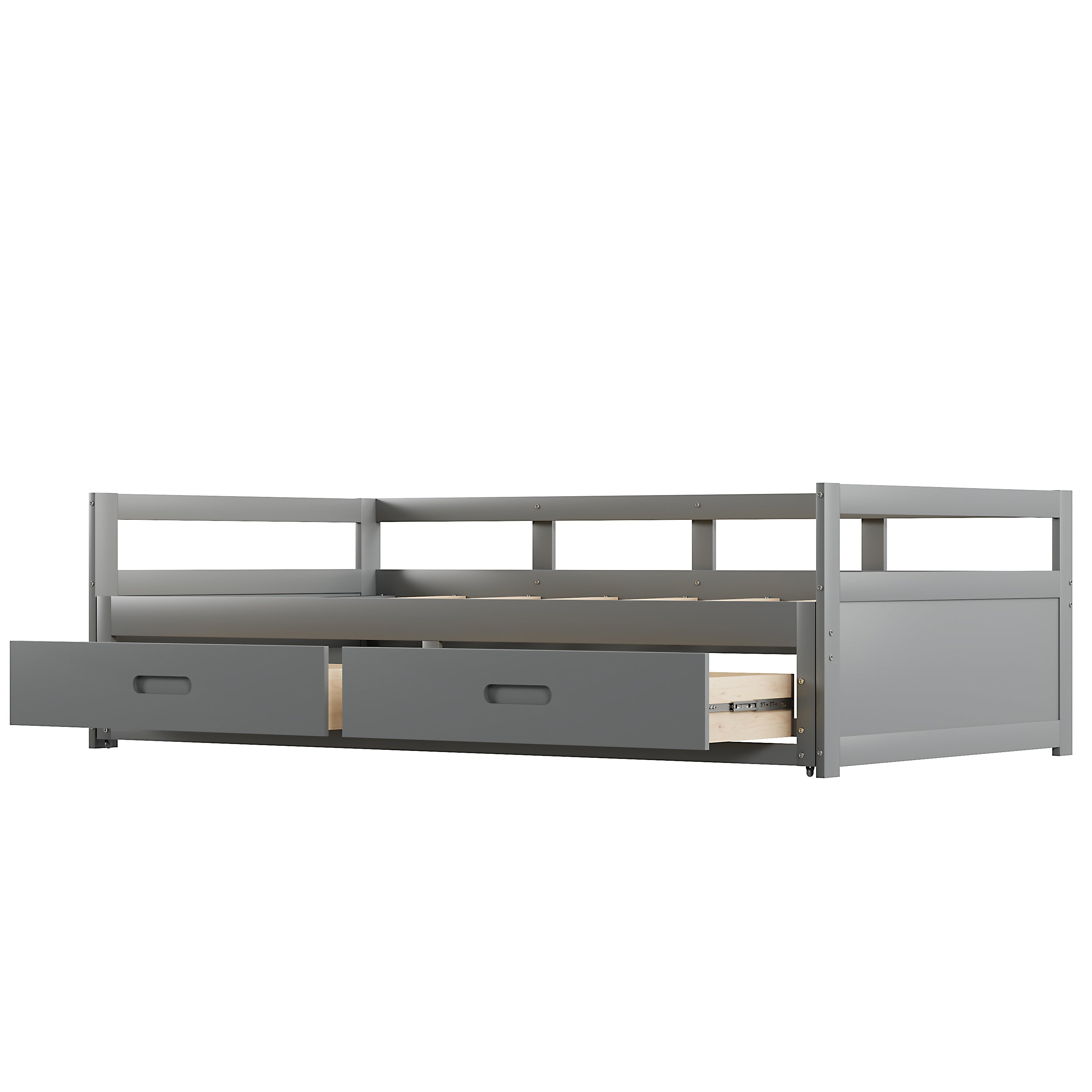 Logidon Extendable Sofa Bed 90/180x200 cm Gray With Drawers