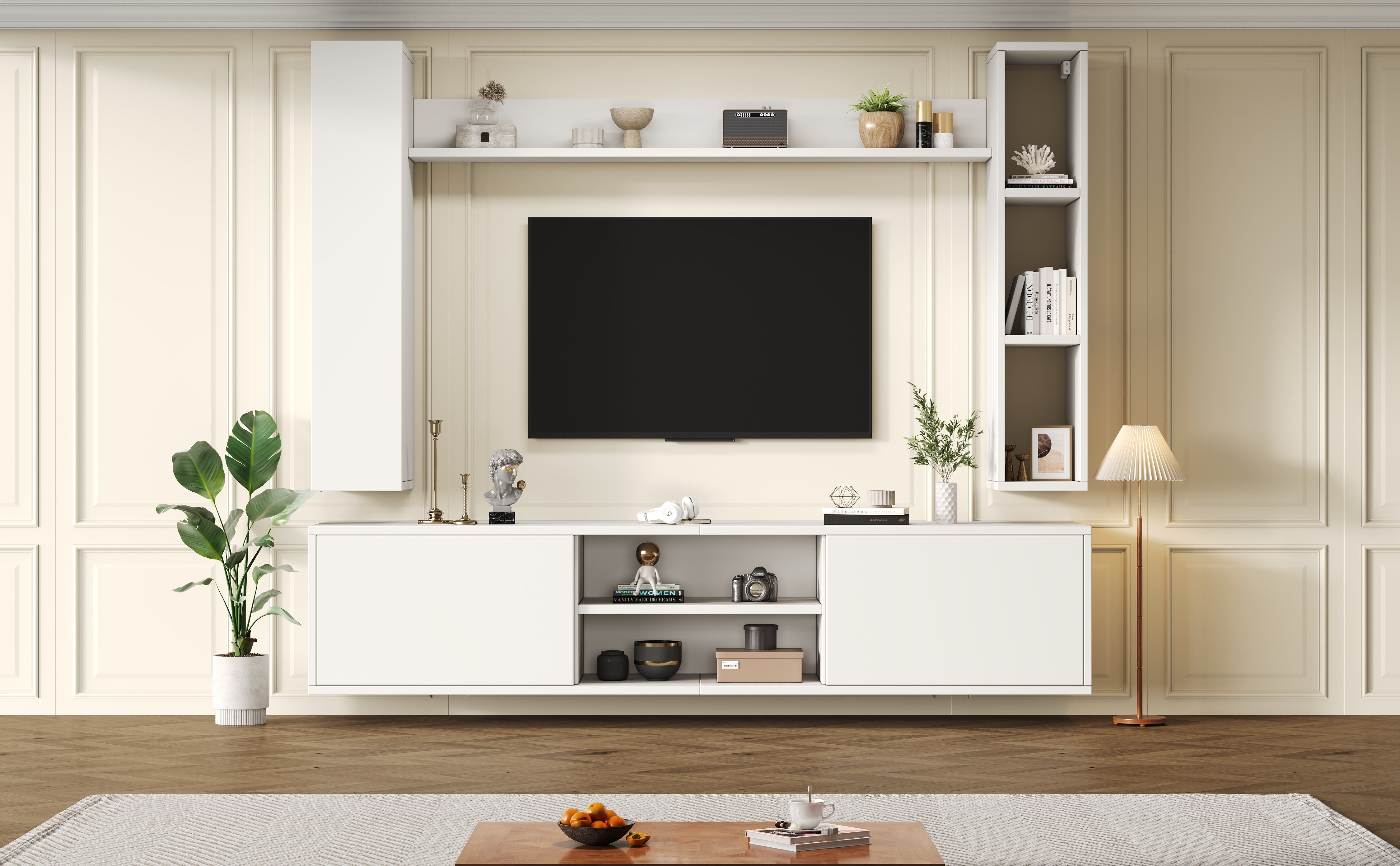 Logidon TV wandmeubel wit 180x35x33,5 cm compleet 4 delen