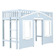 Logidon hoogslaper blauw 90x200 kinderbed met ruimte onder het bed