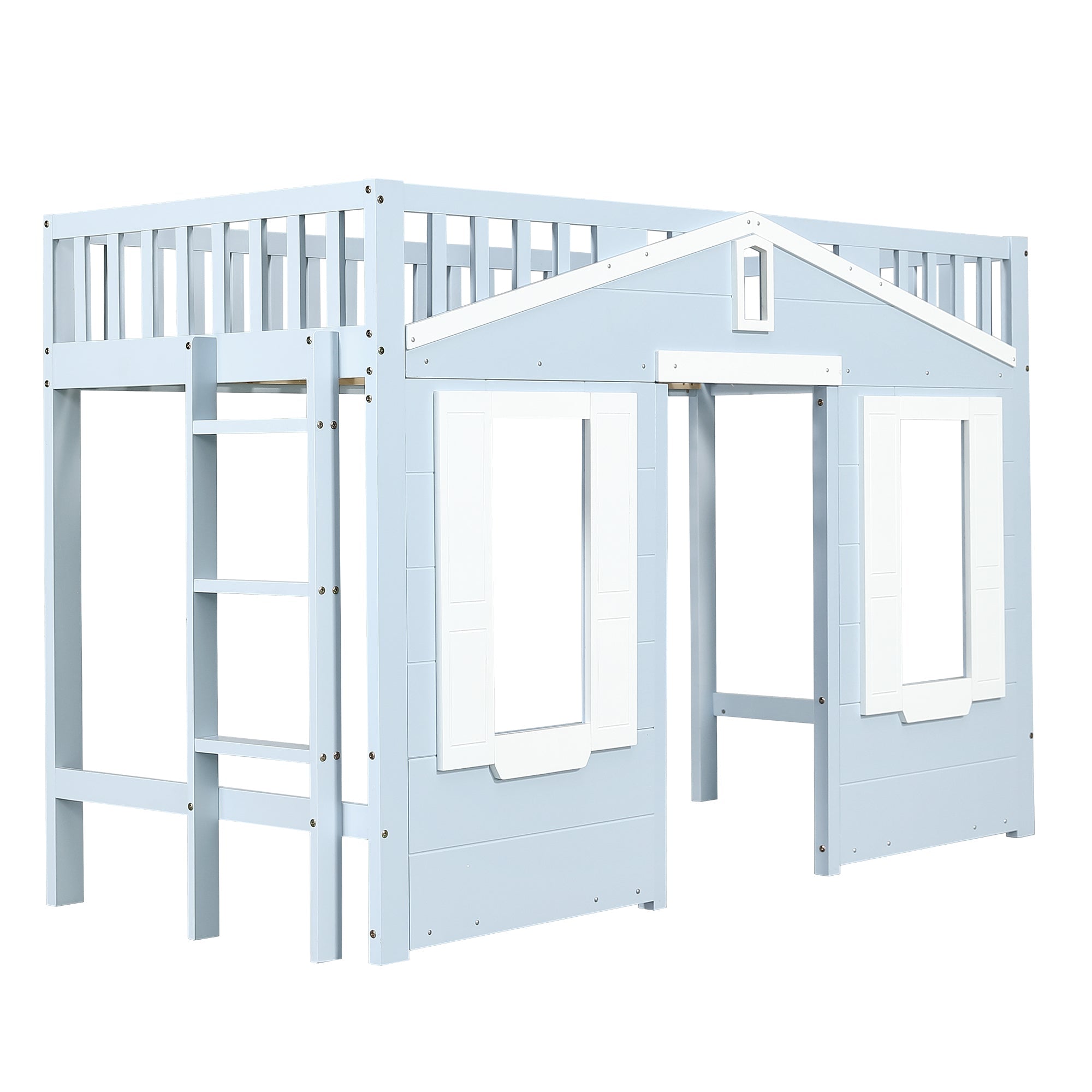 Logidon hoogslaper blauw 90x200 kinderbed met ruimte onder het bed