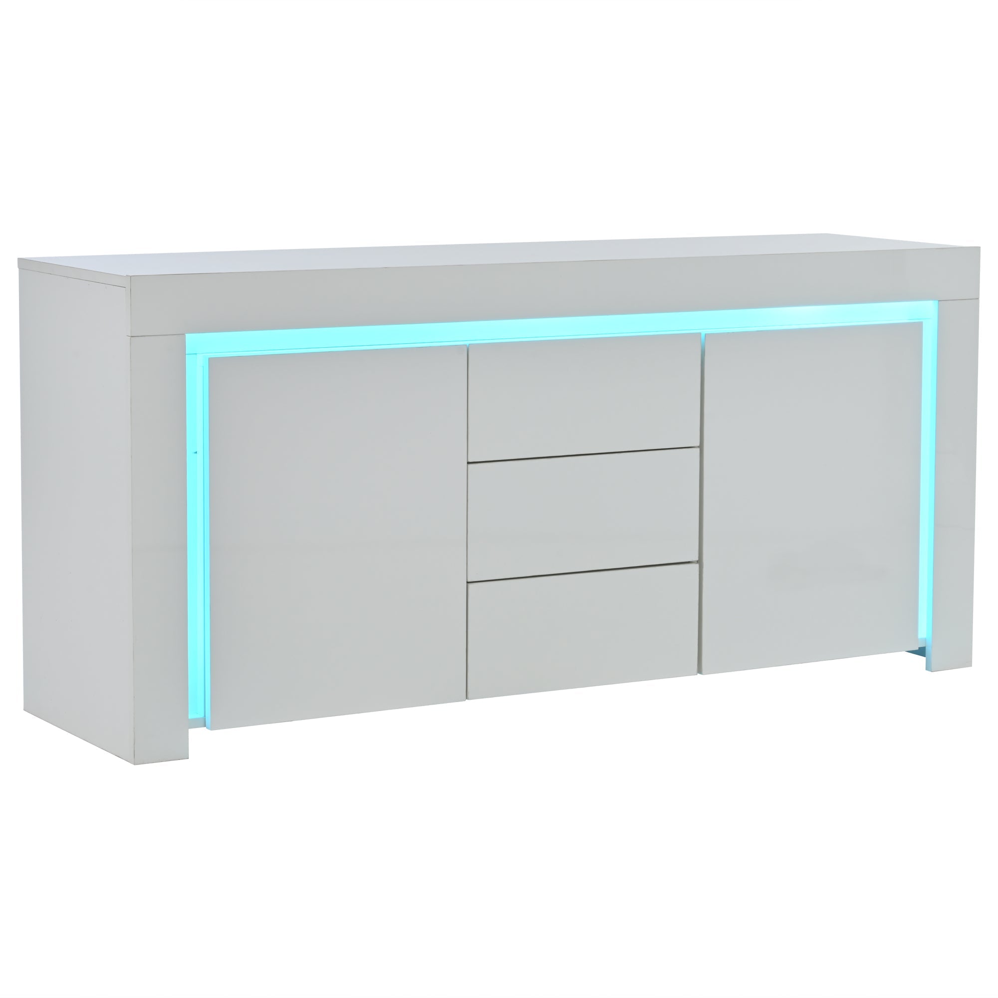 Logidon wit hoogglans dressoir 140x40x65 cm met LED verlichting