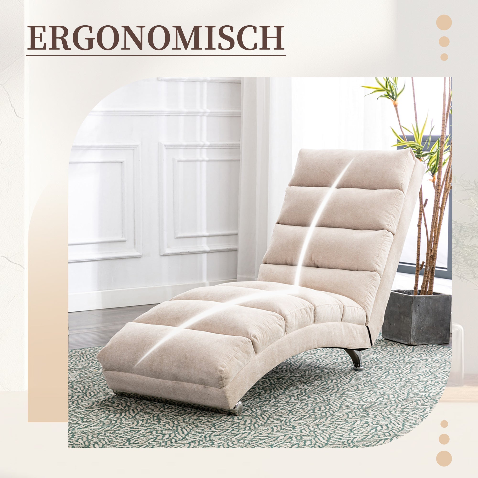 Logidon Linnen Massage Chaise Longue Beige met Afstandsbediening