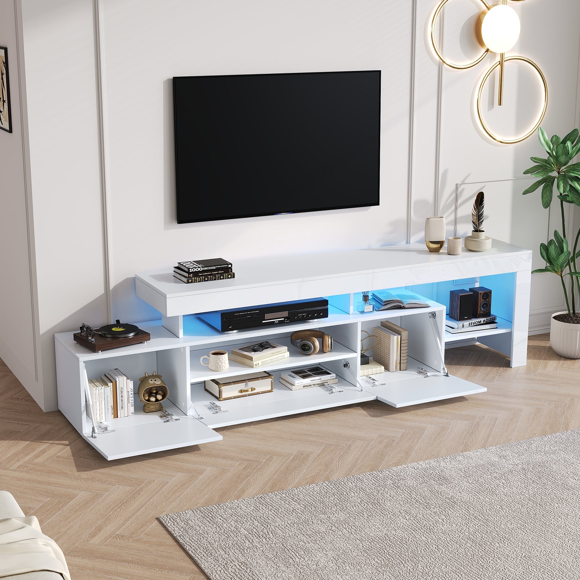 Logidon TV-meubel 192 x 37 x 53 cm witte hoogglans LED-verlichting