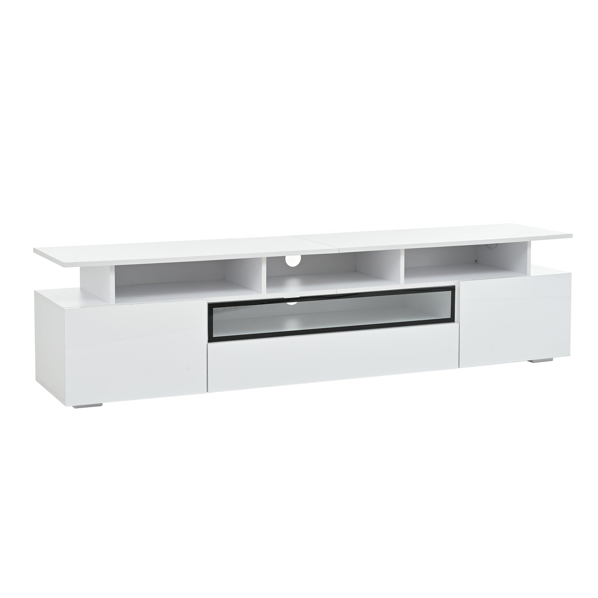 Logidon TV-meubel wit 180x38x45 cm met LED-verlichting 2 deuren 1 lade