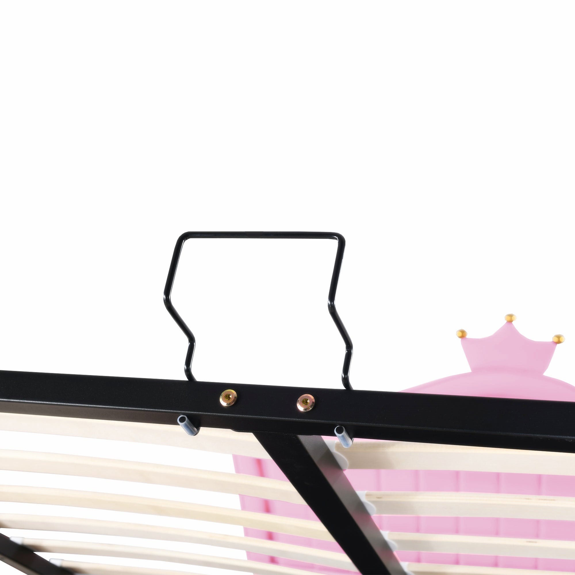 Logidon kinderbed 140x200 roze gestoffeerd bed met hydraulische opbergruimte