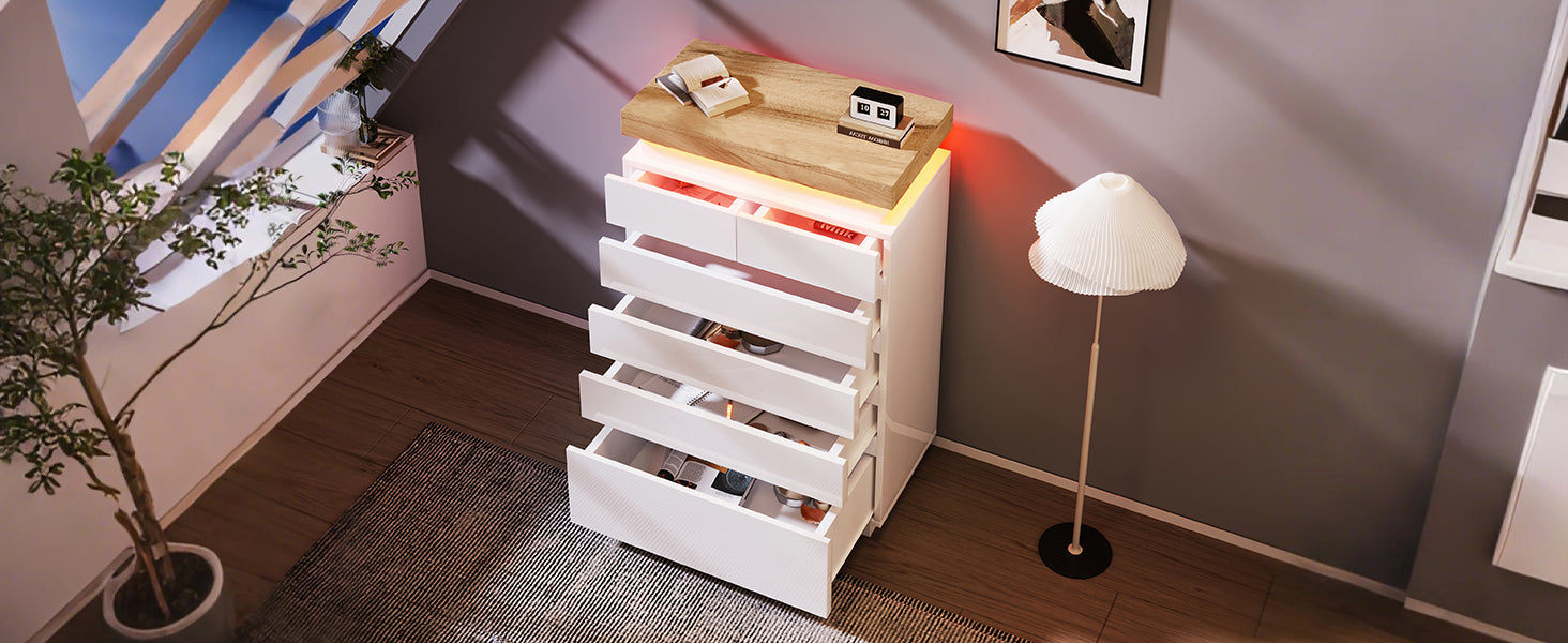 Logidon sideboard 6 drawers white 115x73x39 cm LED app control
