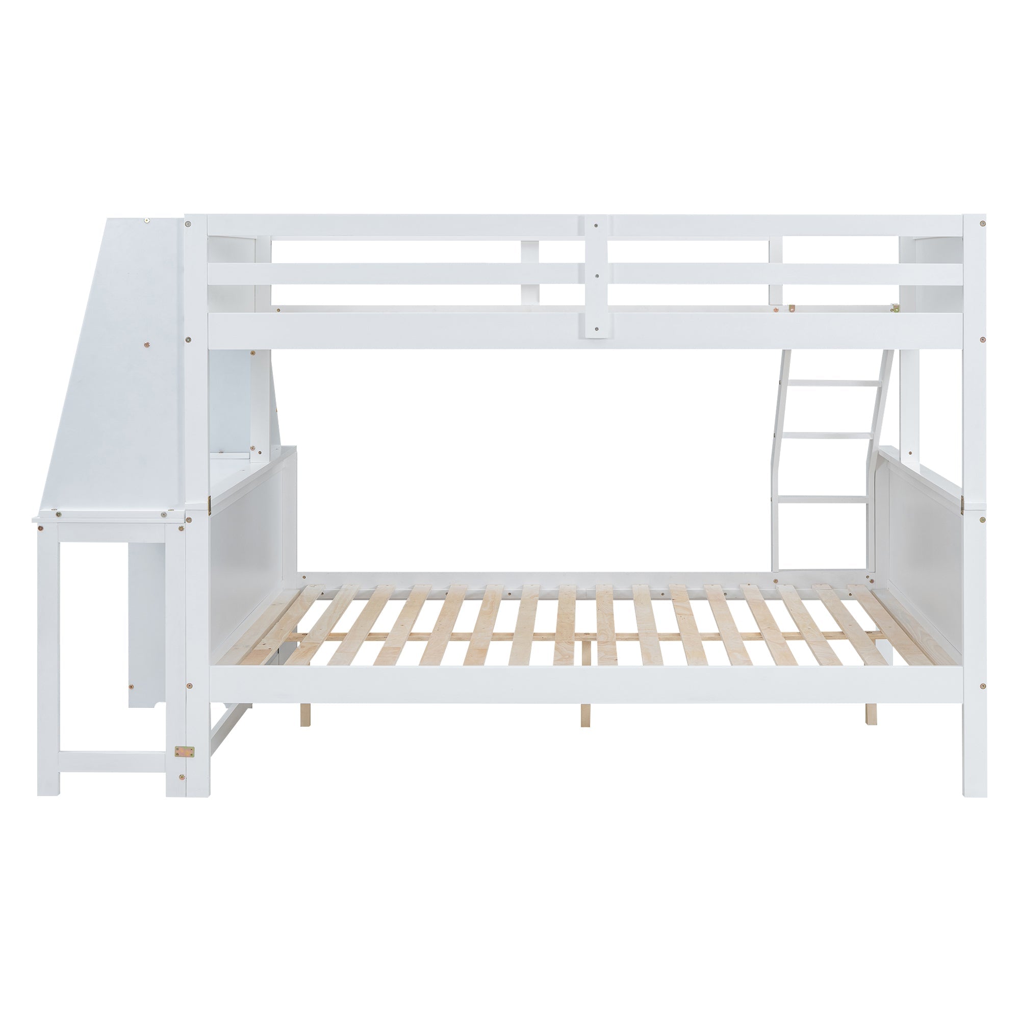 Logidon Bunk Bed 90x200 and 140x200 with Table and Storage Space White