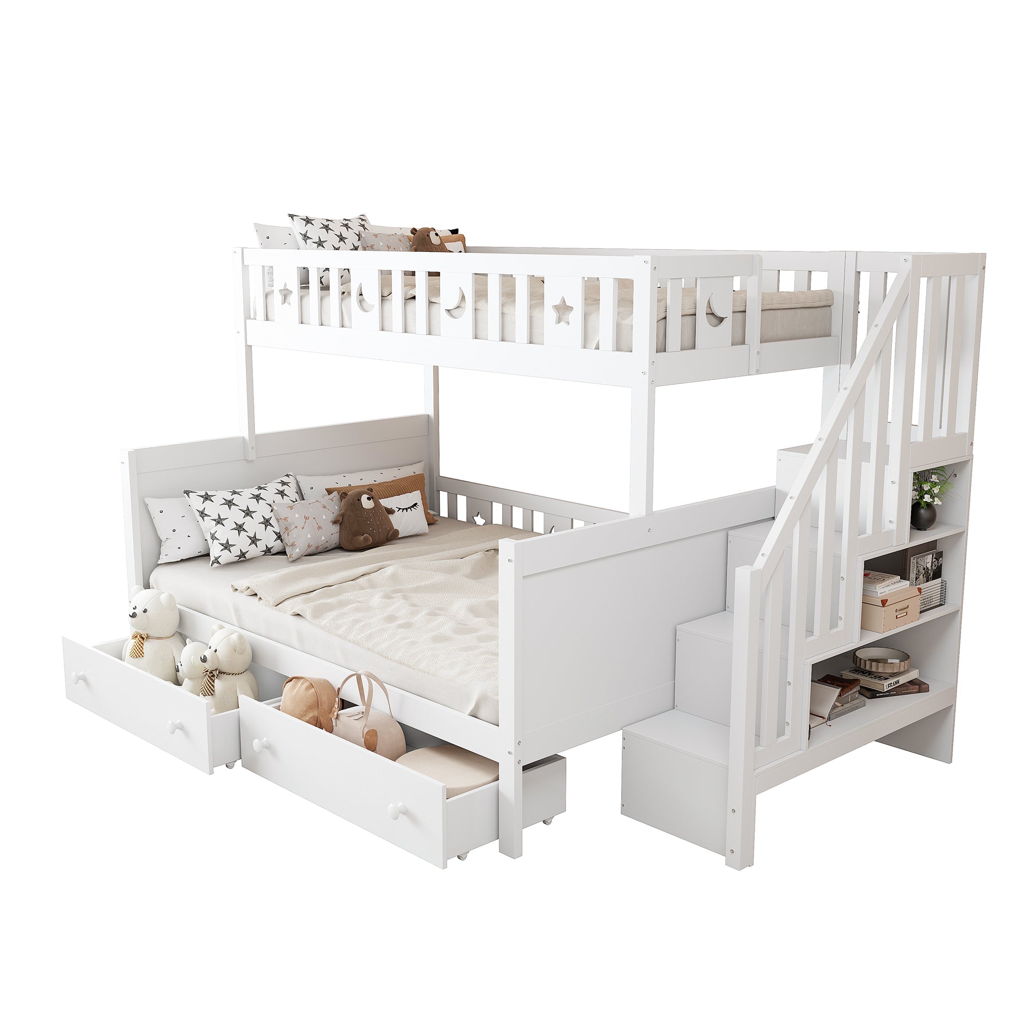Logidon kinderstapelbed 90x200/140x200 wit met veiligheidstrap