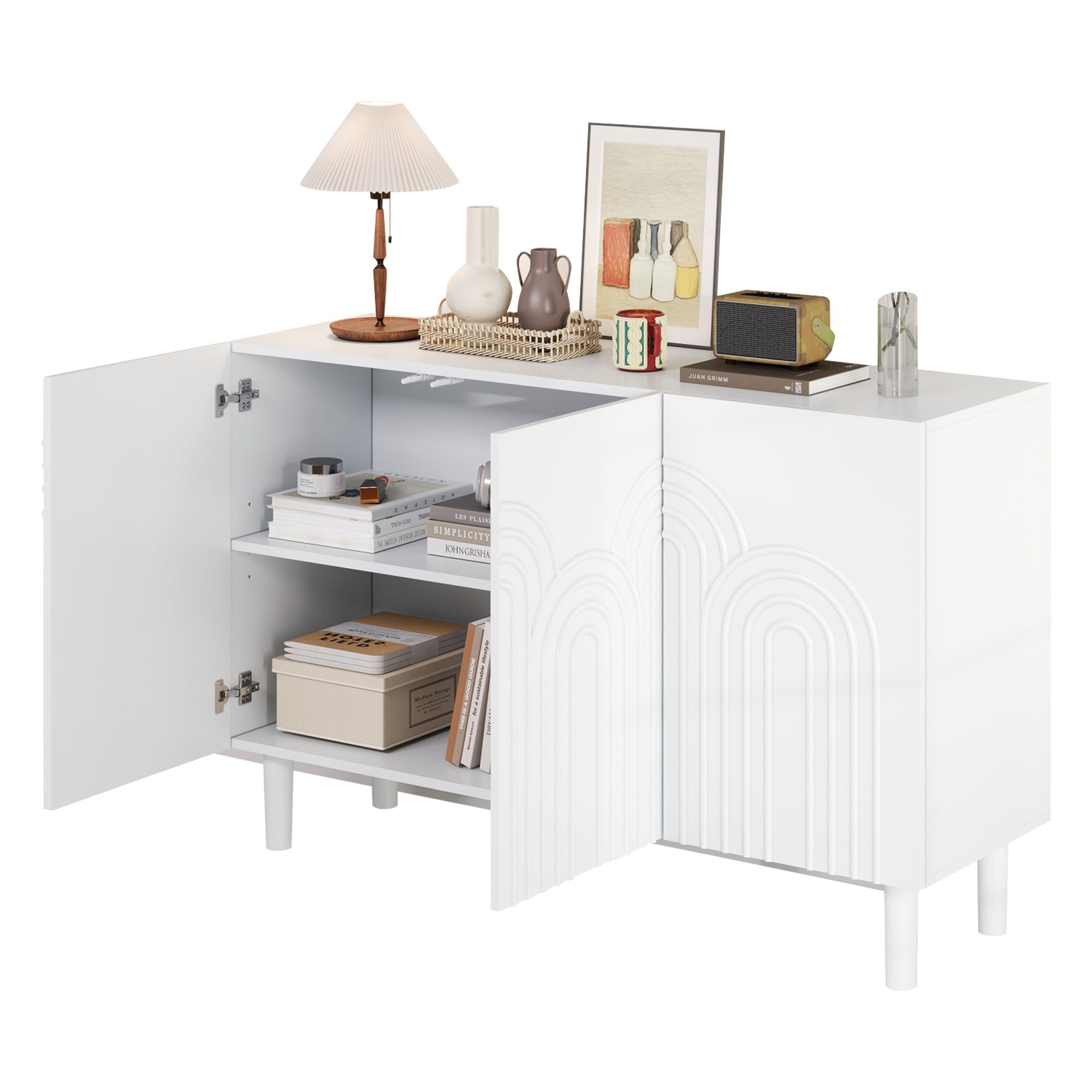 Logidon Dressoir 120x38,5x79 cm Wit MDF met 3 deuren