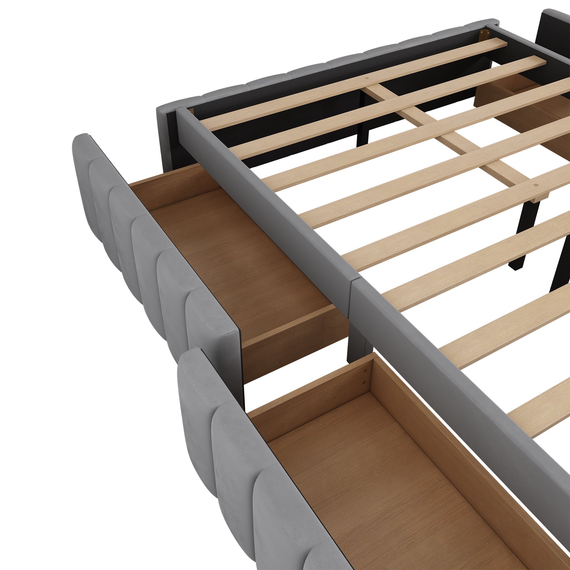 Logidon gestoffeerd bed 140 x 200 cm grijs met lattenbodem designbed