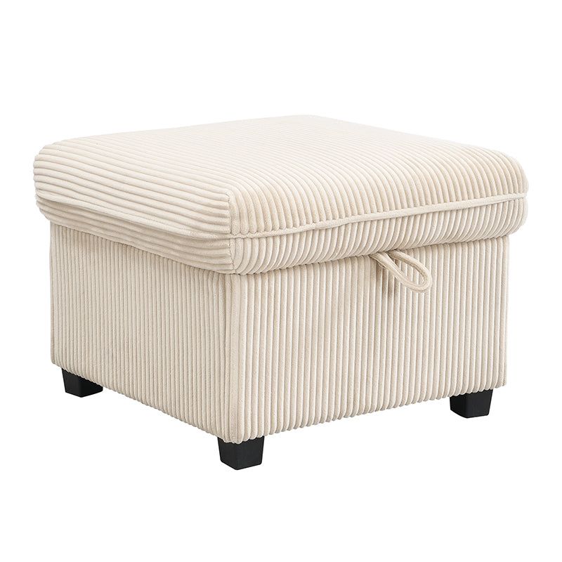 Logidon hoekbank U-vorm beige corduroy stof met opbergvak en slaapfunctie