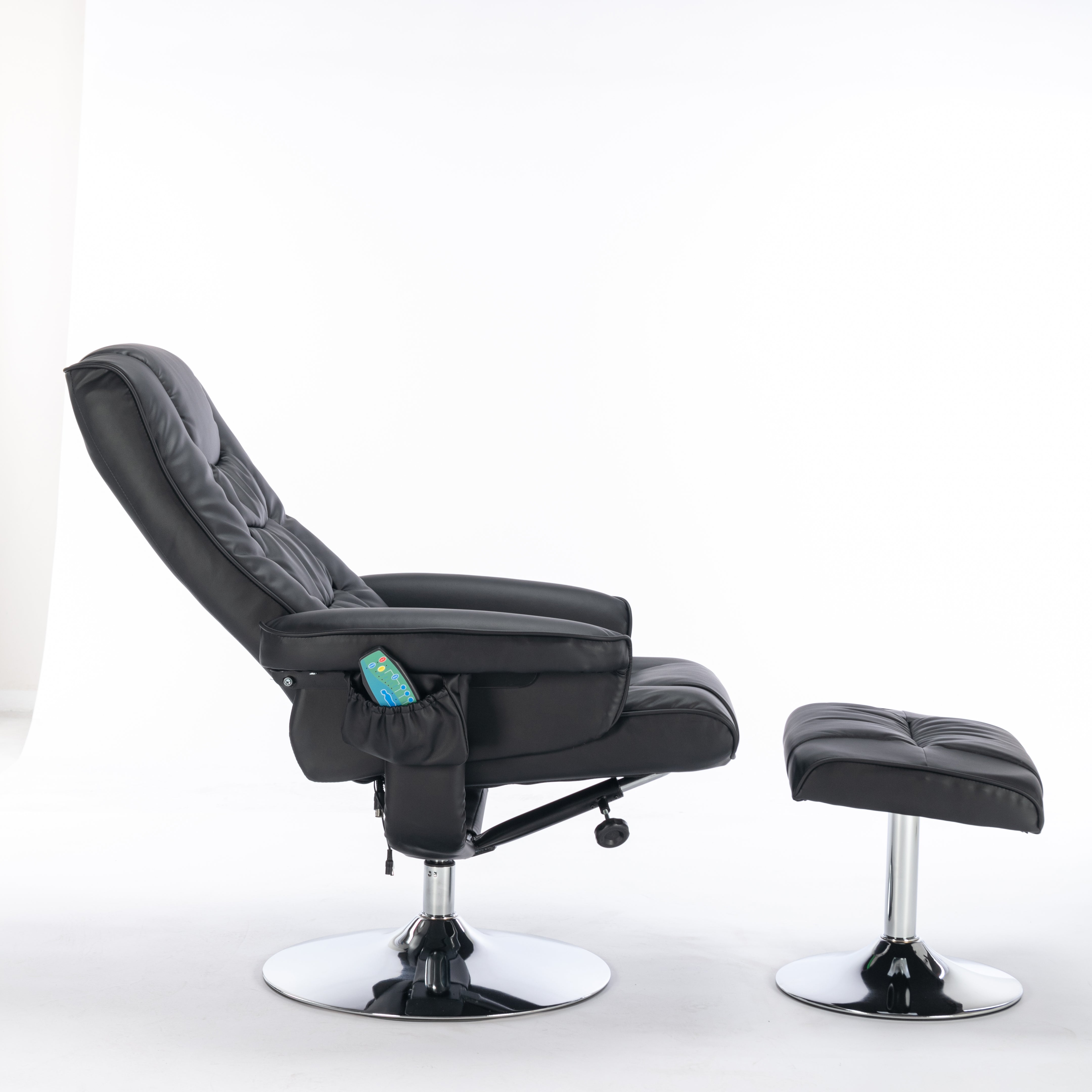Logidon massagestoel zwart met PU vulling en poef