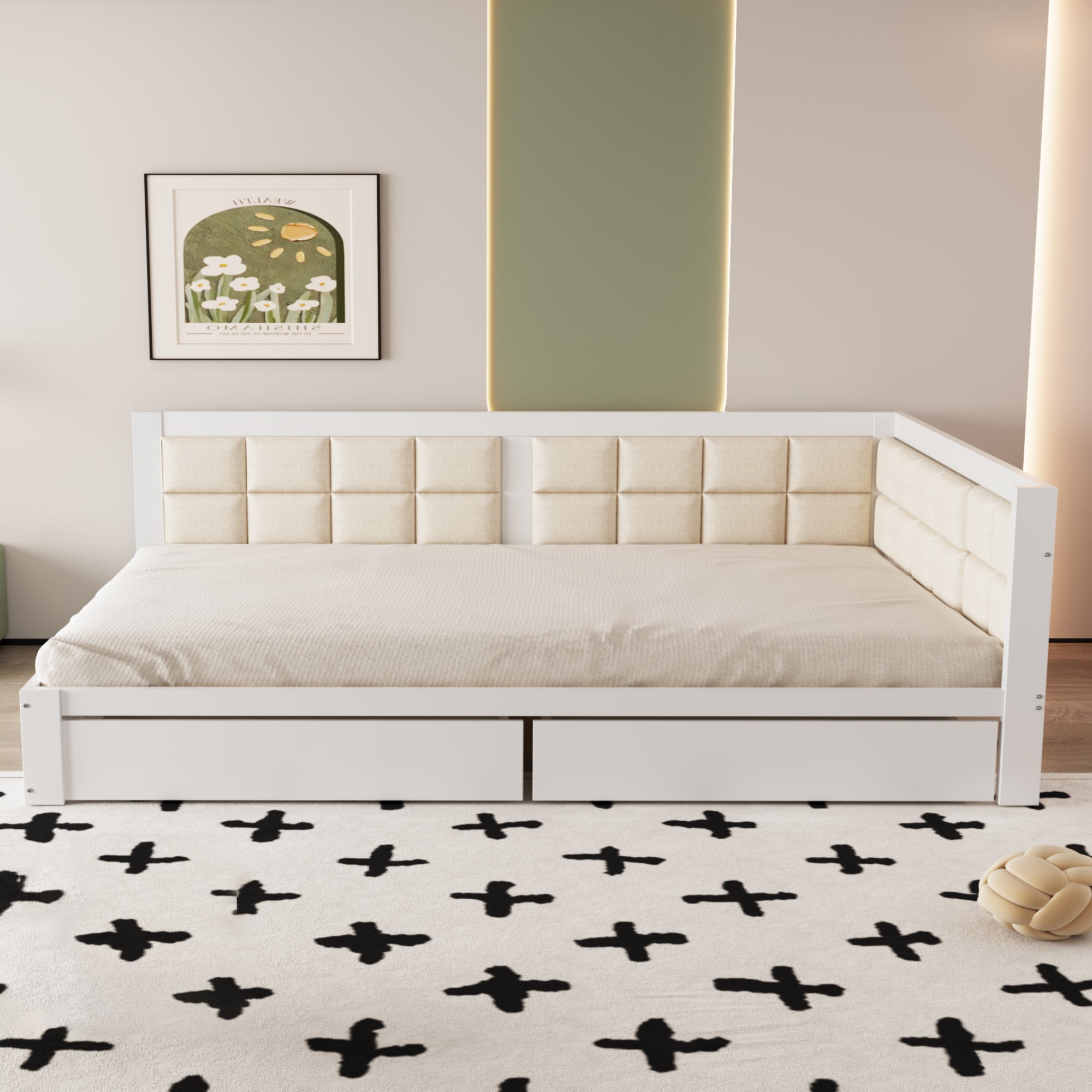 Logidon multifunctionele bedbank 140x200 wit met opbergruimte