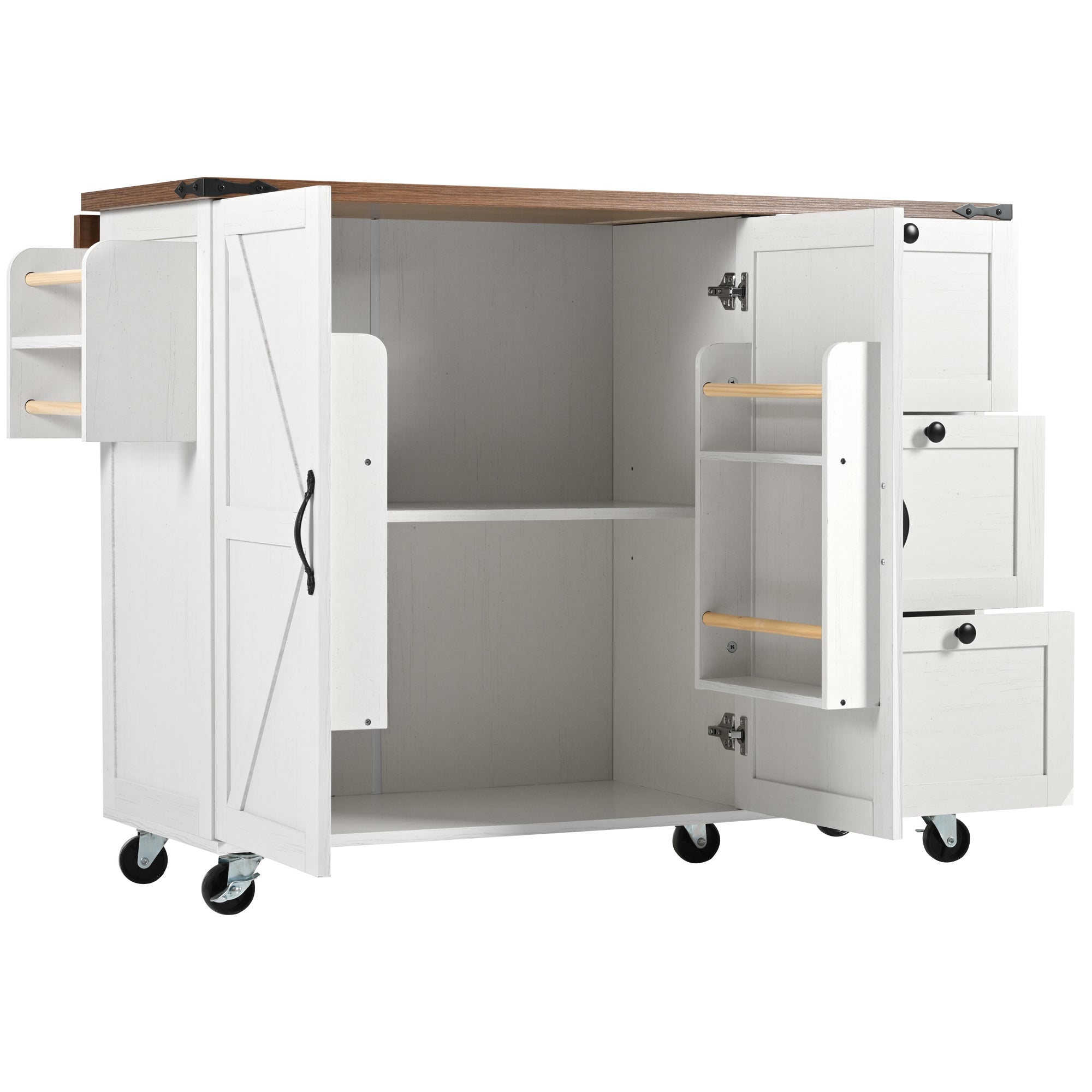 Logidon kitchen island with extendable worktop beige MDF 140 x 45 cm