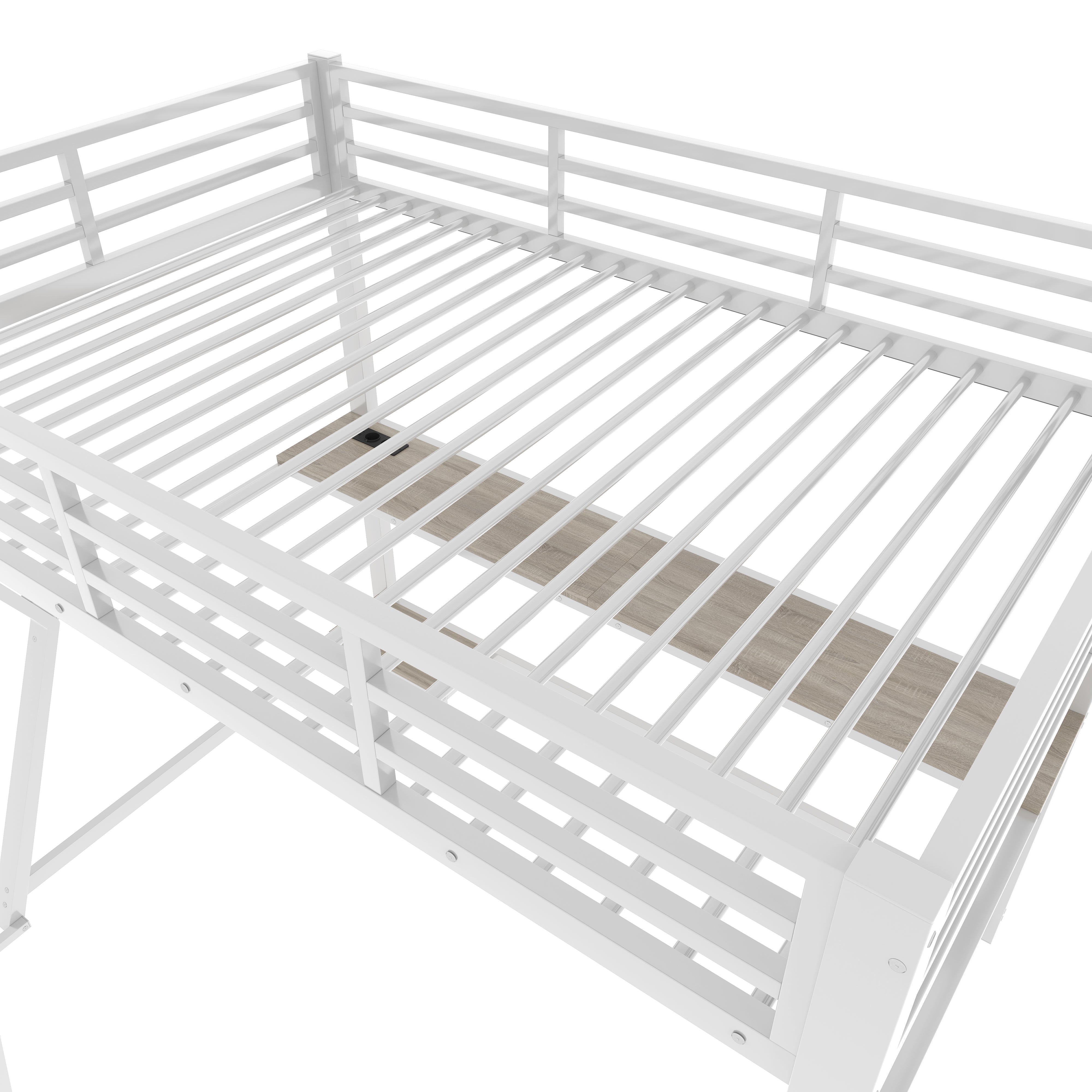 Logidon loft bed 90x200 with LED lighting and computer console white