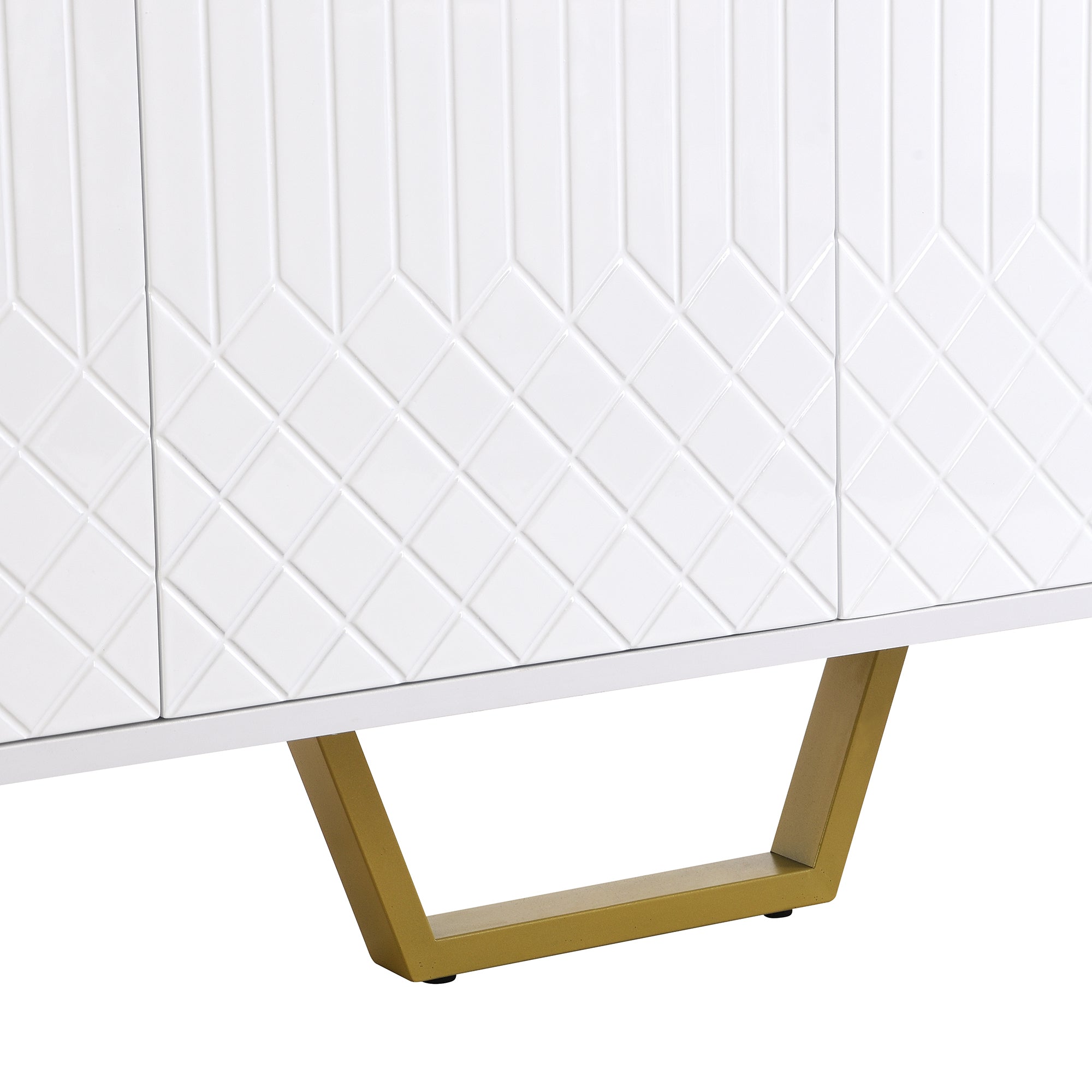 Logidon hoogglans dressoir wit 4 deuren geometrisch ontwerp 140x40x80
