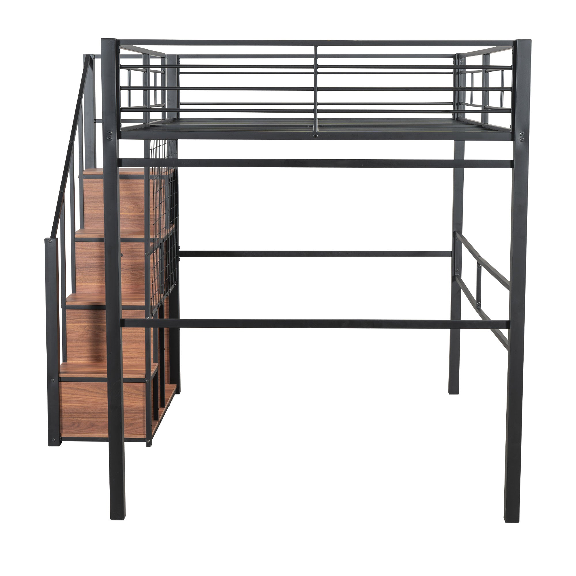 Logidon hoogslaper 140x200 met veiligheidsladder metalen frame zwart