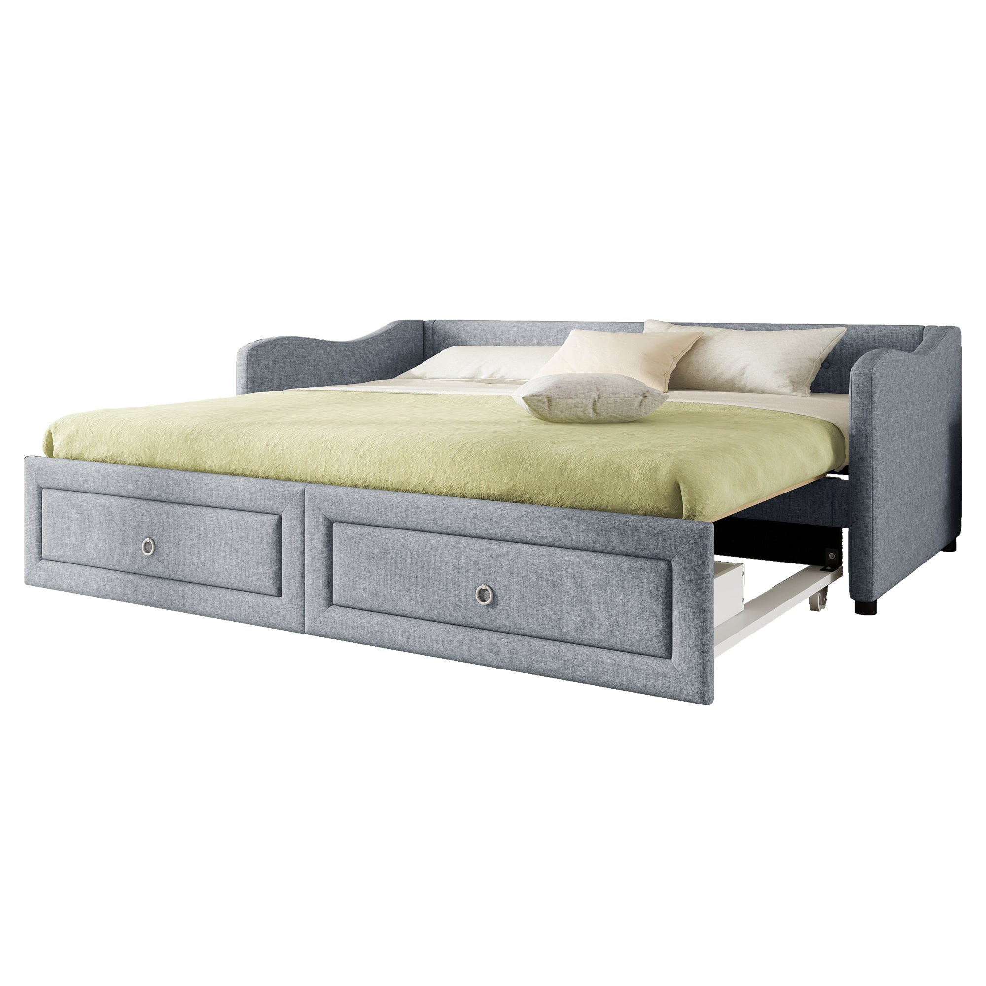 Logidon daybed 90x200 cm with pull-out bed, 2 drawers gray
