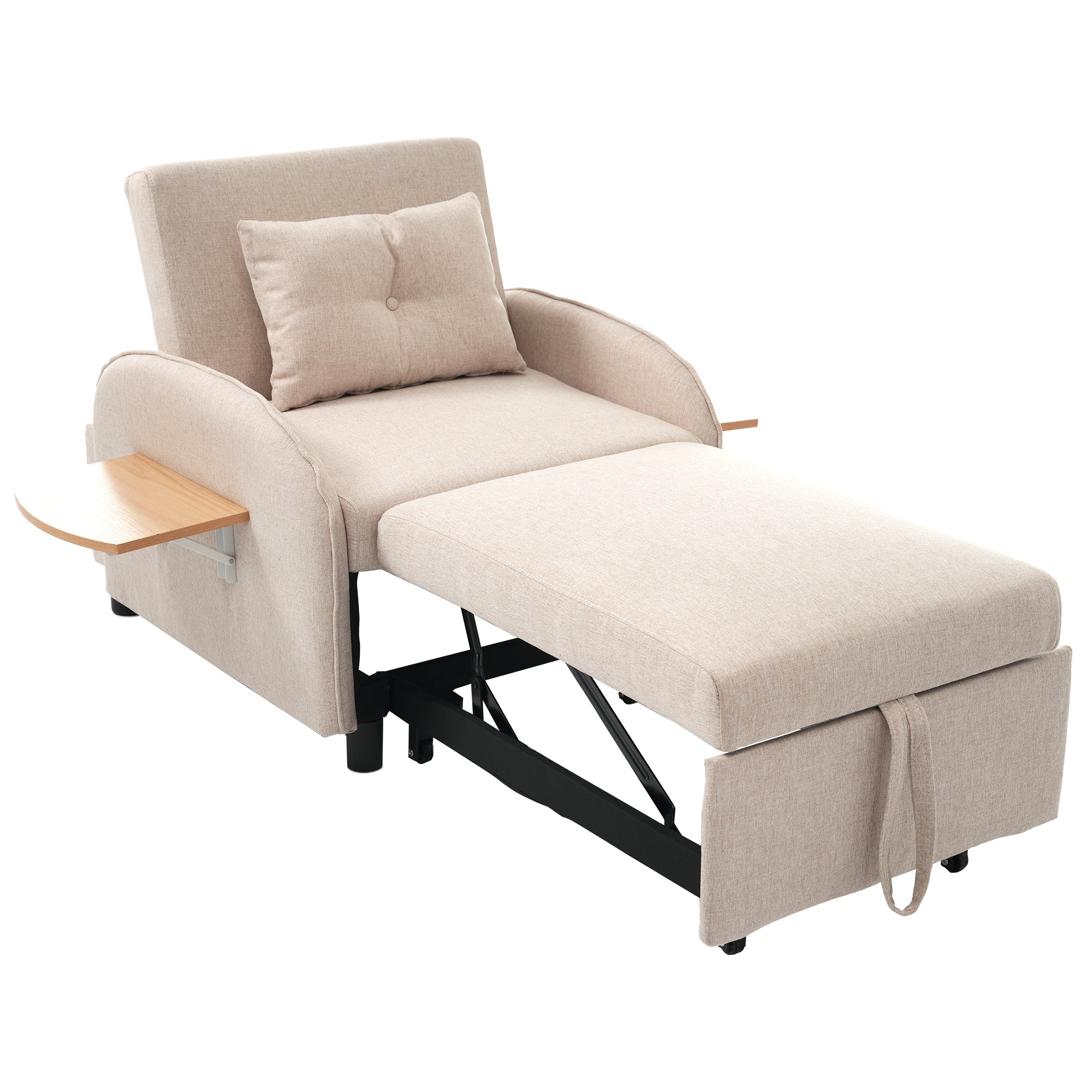 Logidon 3-in-1 slaapbank beige uitschuifbaar eenpersoonsbed ligstoel fauteuil