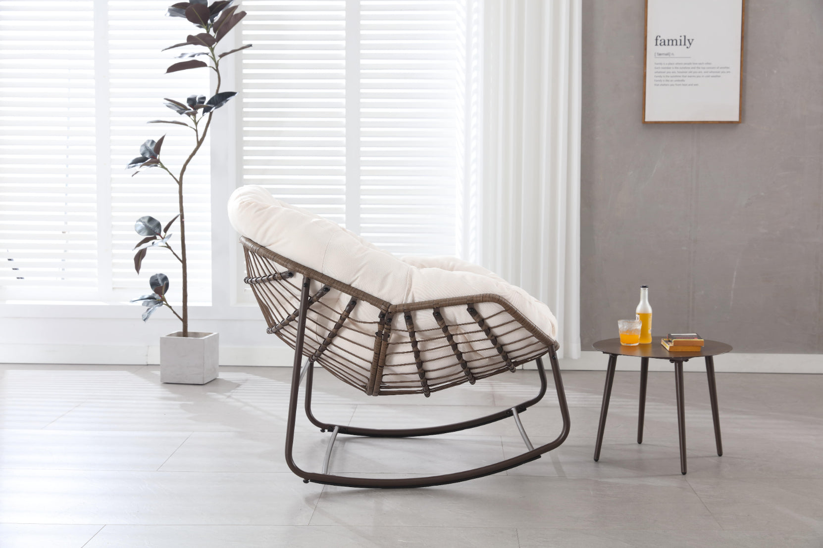 Logidon Outdoor Lounge Chair Groot Rieten Eigrijs met Dik Kussen