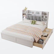 Logidon tweepersoonsbed 160x200 witgrijs, open plank en drie lades