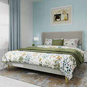 Logidon modern gestoffeerd bed 160x200 beige gevoerd hoofdeinde