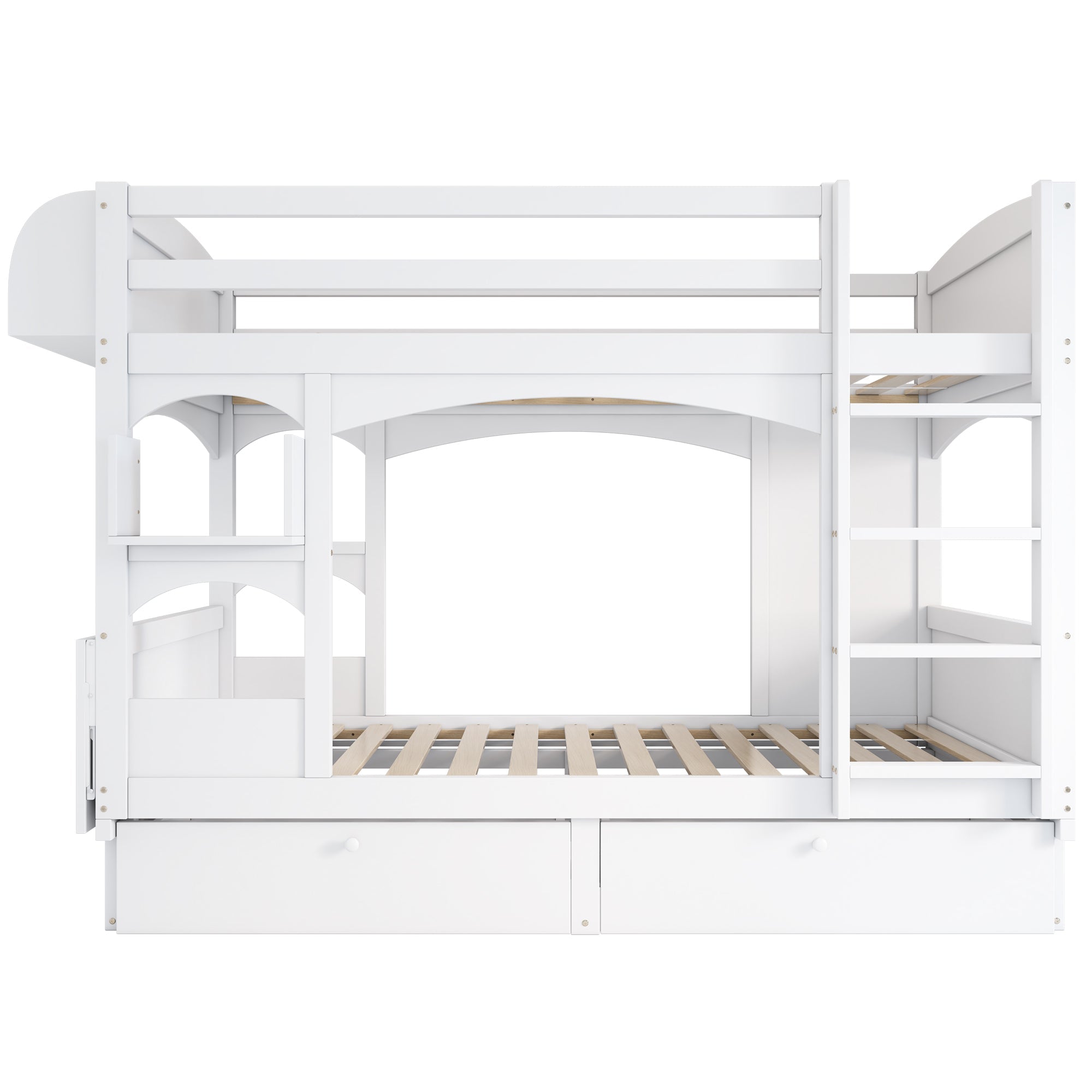 Logidon Kinderstapelbed met opklapbaar bureau Wit 90x200