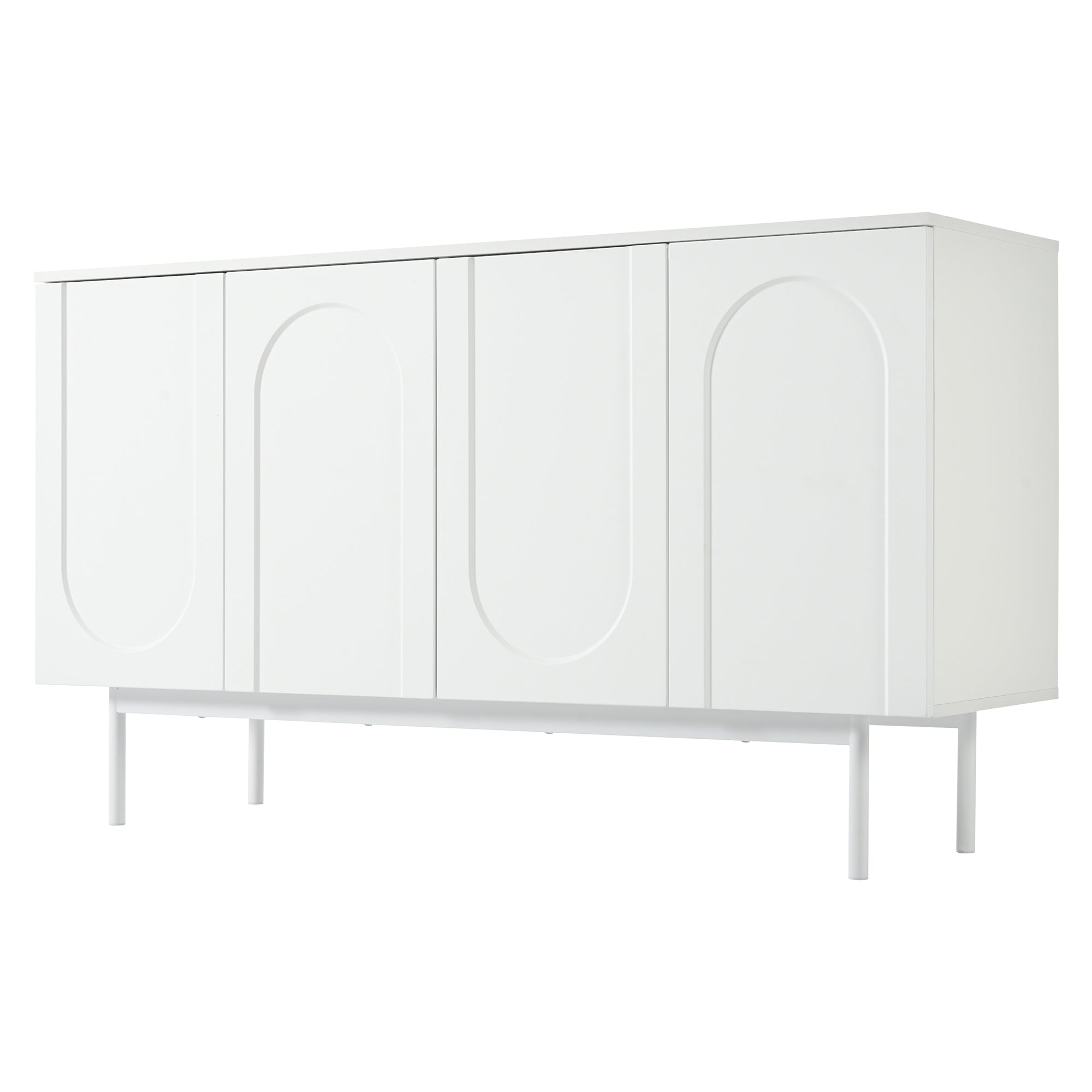 Logidon dressoir zuiver wit met 4 deuren in boogpatroon 140x42x80 cm