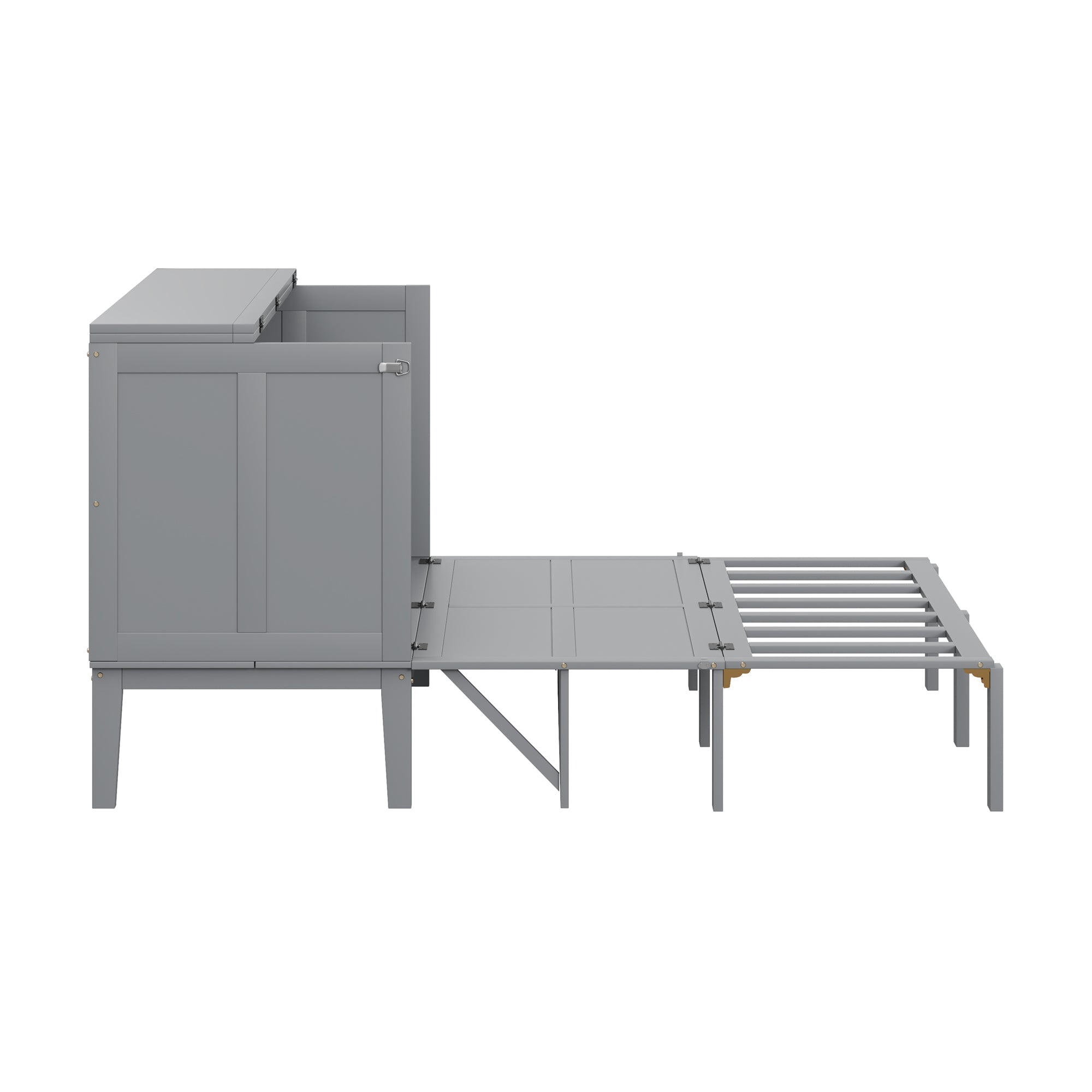 Logidon bedkast 140x200 cm grijs opklapbed met lattenbodem