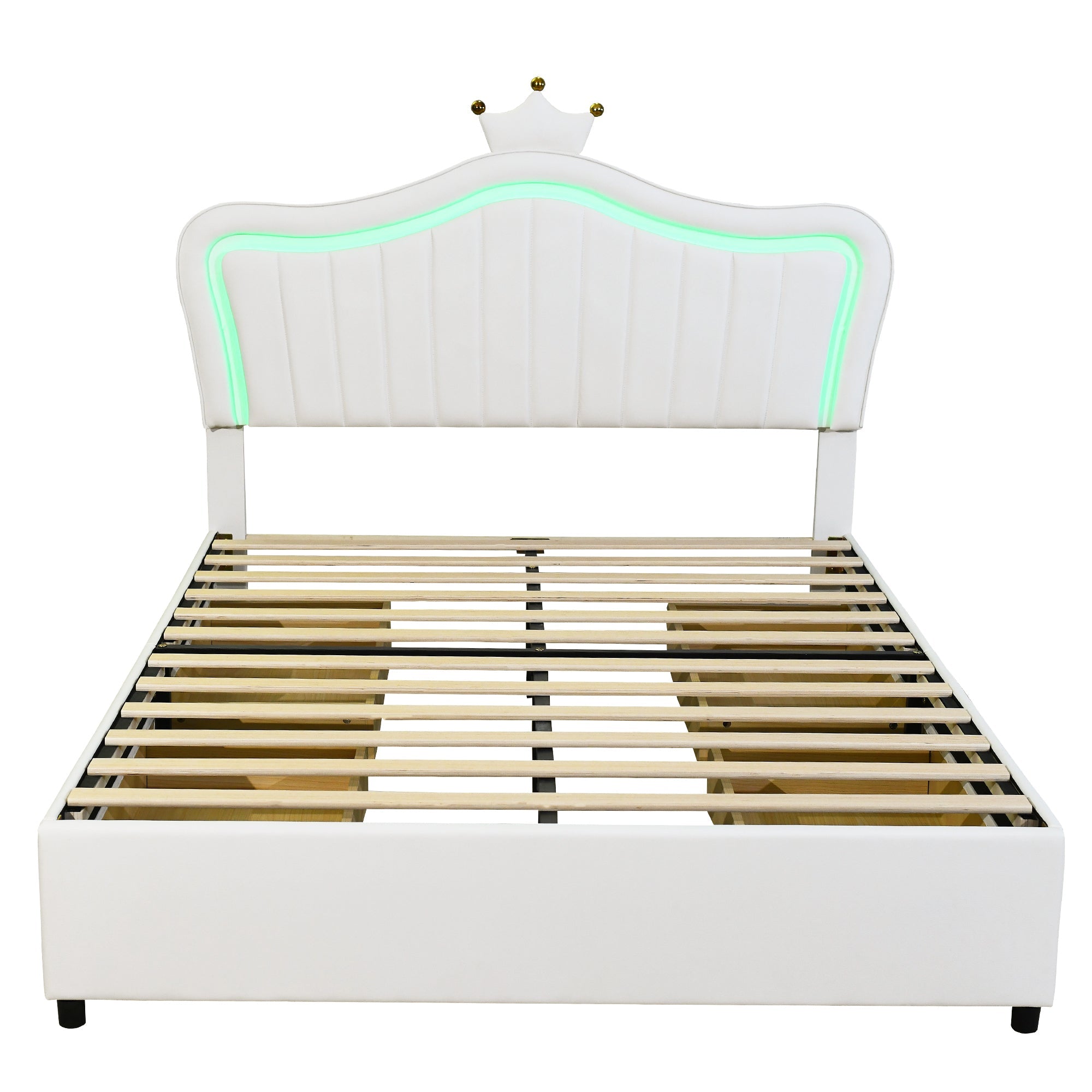 Logidon gestoffeerd bed 140x200 wit kunstleer met LED-verlichting