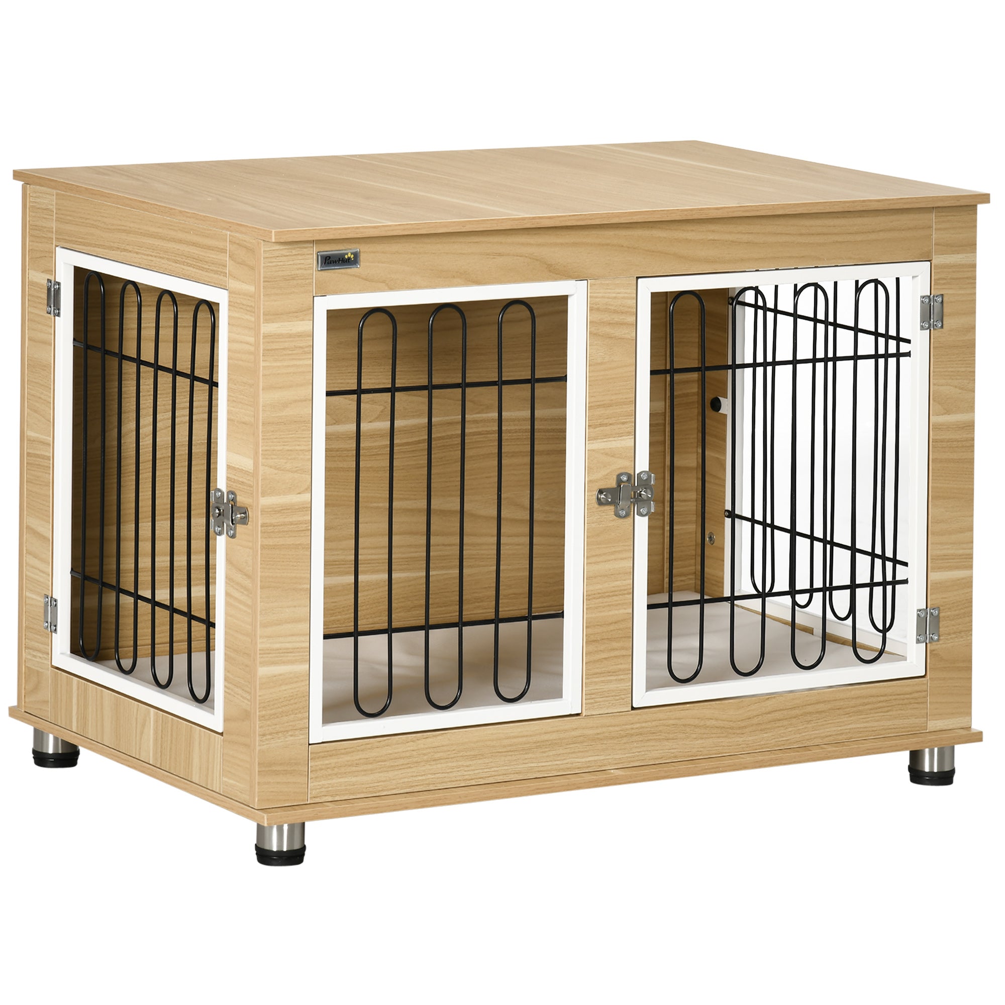 Logidon hondenhok eiken 90x58x65 cm met dubbele deuren en kussens