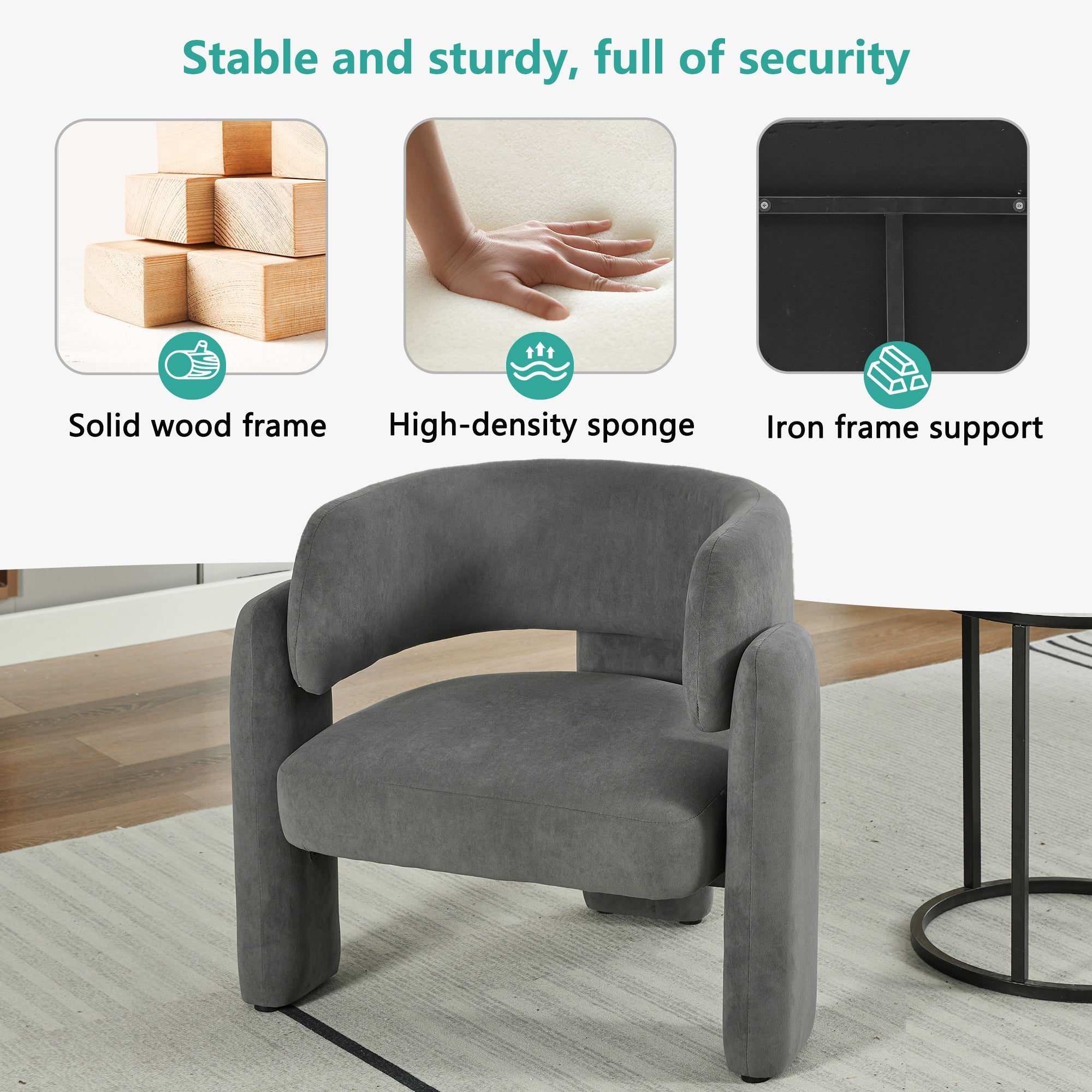 Logidon Moderne grijze loungestoel 78x52x74 cm, verend