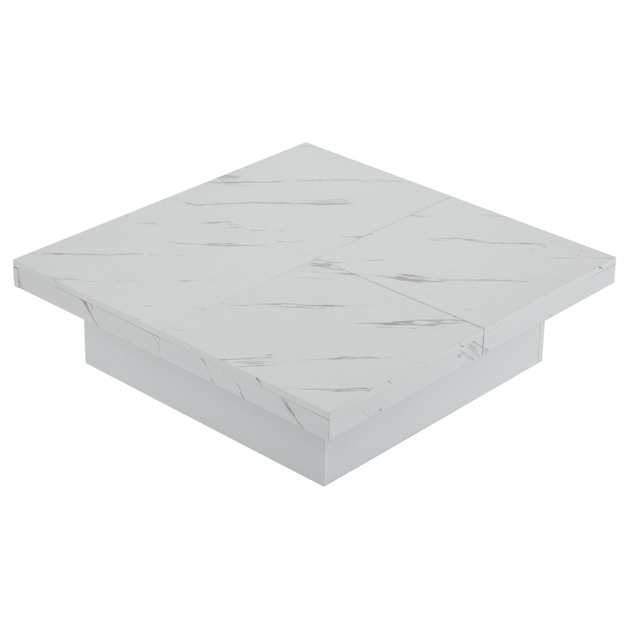 Logidon vierkante salontafel wit marmerlook 90x90x25 cm met lades