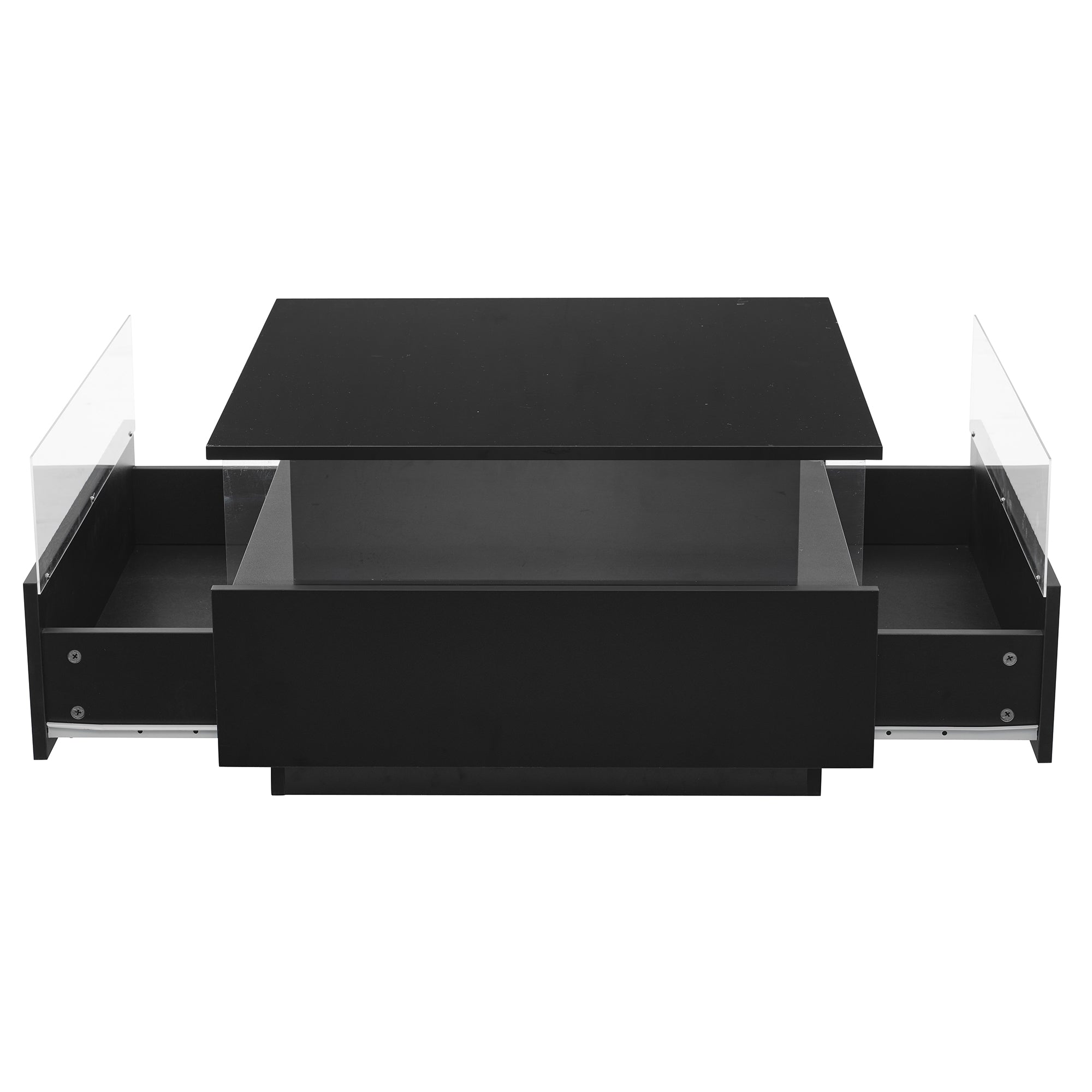Logidon hoogglans LED salontafel 90x55x45 cm zwart 2 lades