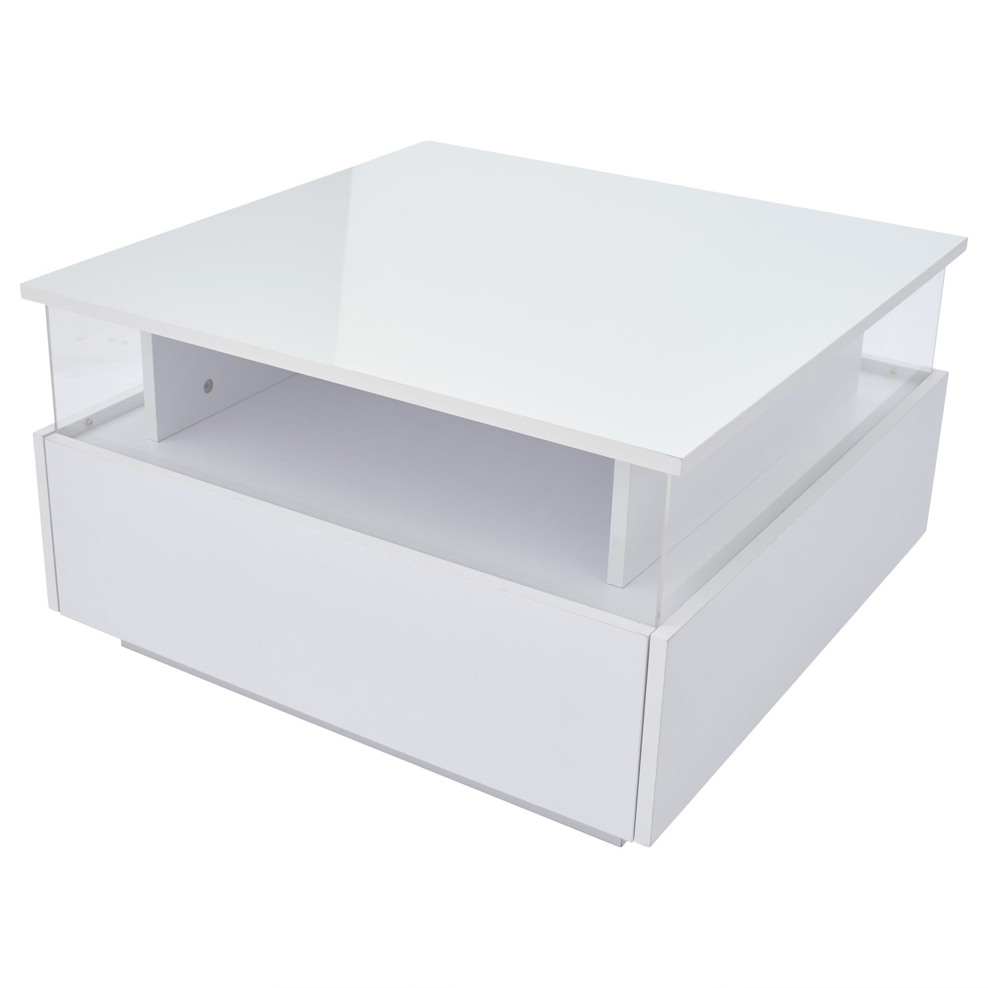 Logidon witte hoogglans salontafel 70x70x41 cm met LED-verlichting
