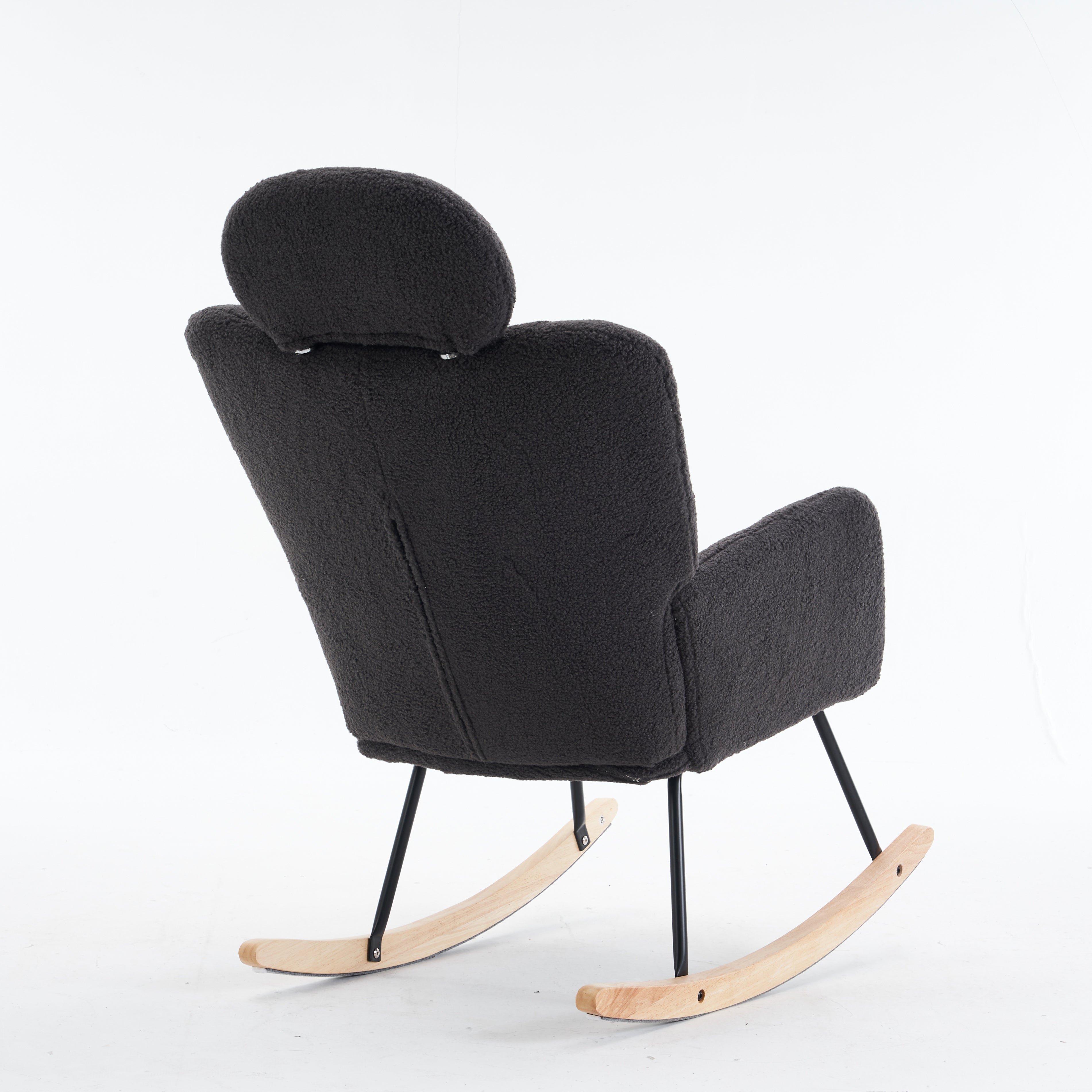 Logidon Schommelstoel Donkergrijs getuft teddystof gevoerd
