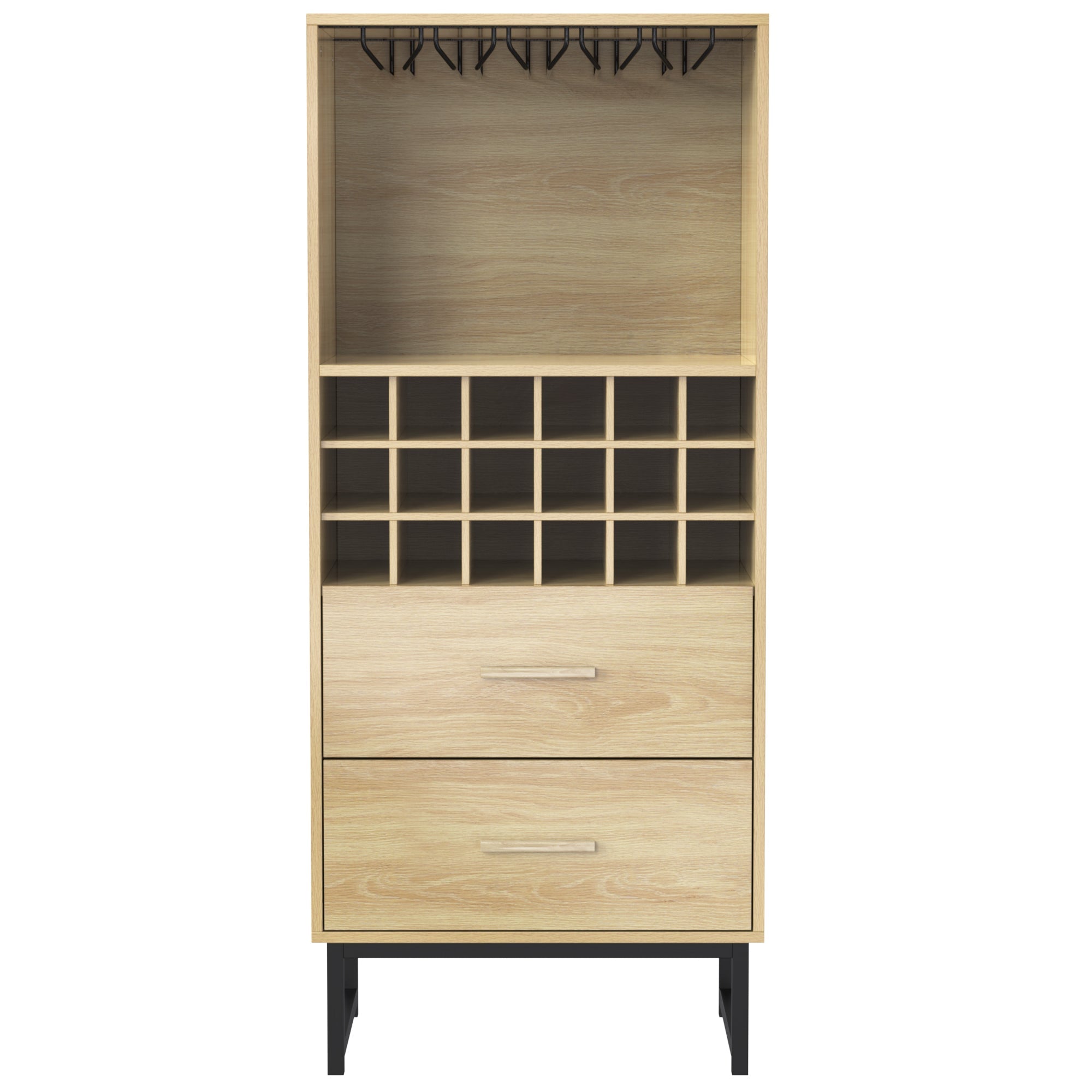 Logidon wijnkast dressoir houtlook 60x39,5x141 cm 18 vakken