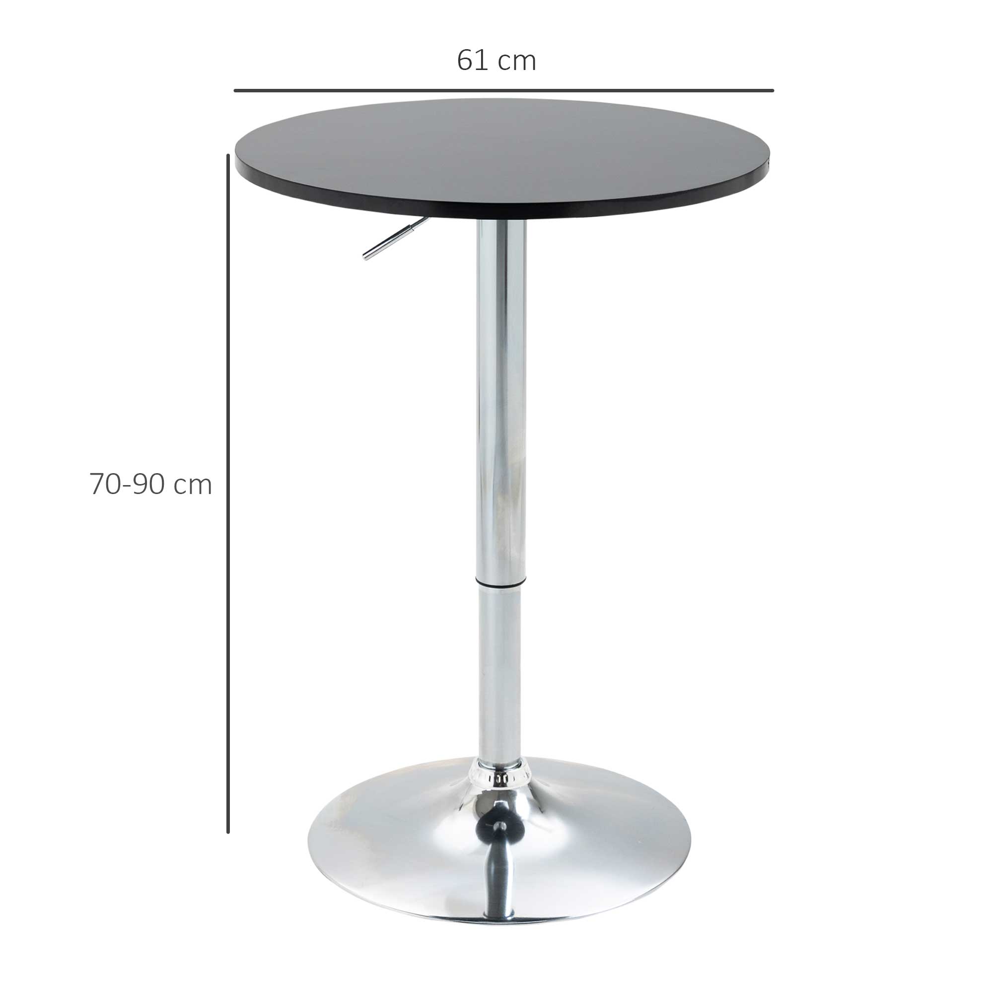 Logidon Ronde Bartafel In Hoogte Verstelbaar Draaitafel Zwart Ø61 cm
