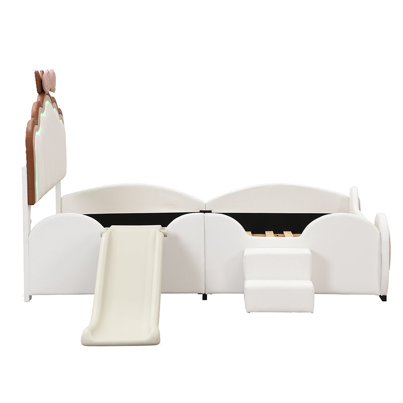 Logidon 90x200 cm Butterfly Bed With LED Color Changing Pink White