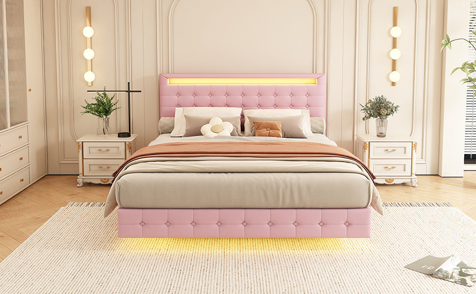 Logidon 140x200 cm flatbed roze LED-licht 24 knoppen afstandsbediening