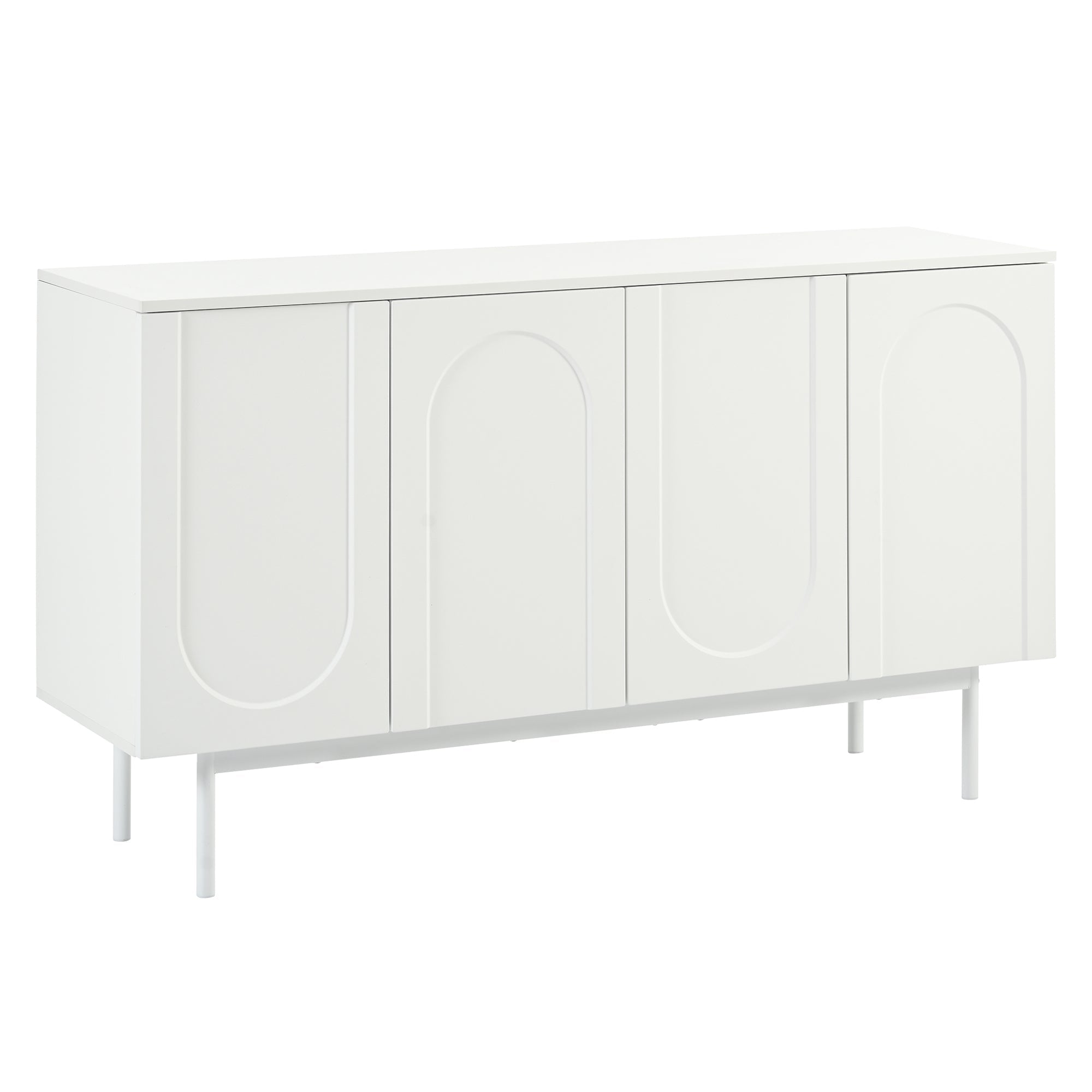 Logidon dressoir zuiver wit met 4 deuren in boogpatroon 140x42x80 cm