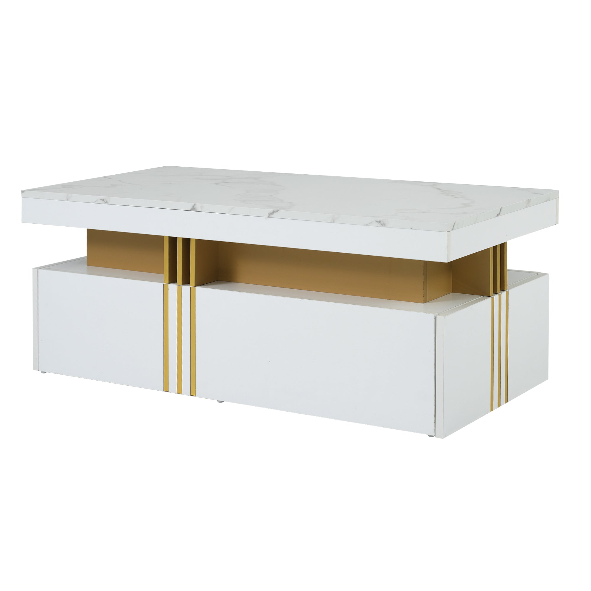 Logidon Modern coffee table high gloss top, 2 drawers, 100x50 cm