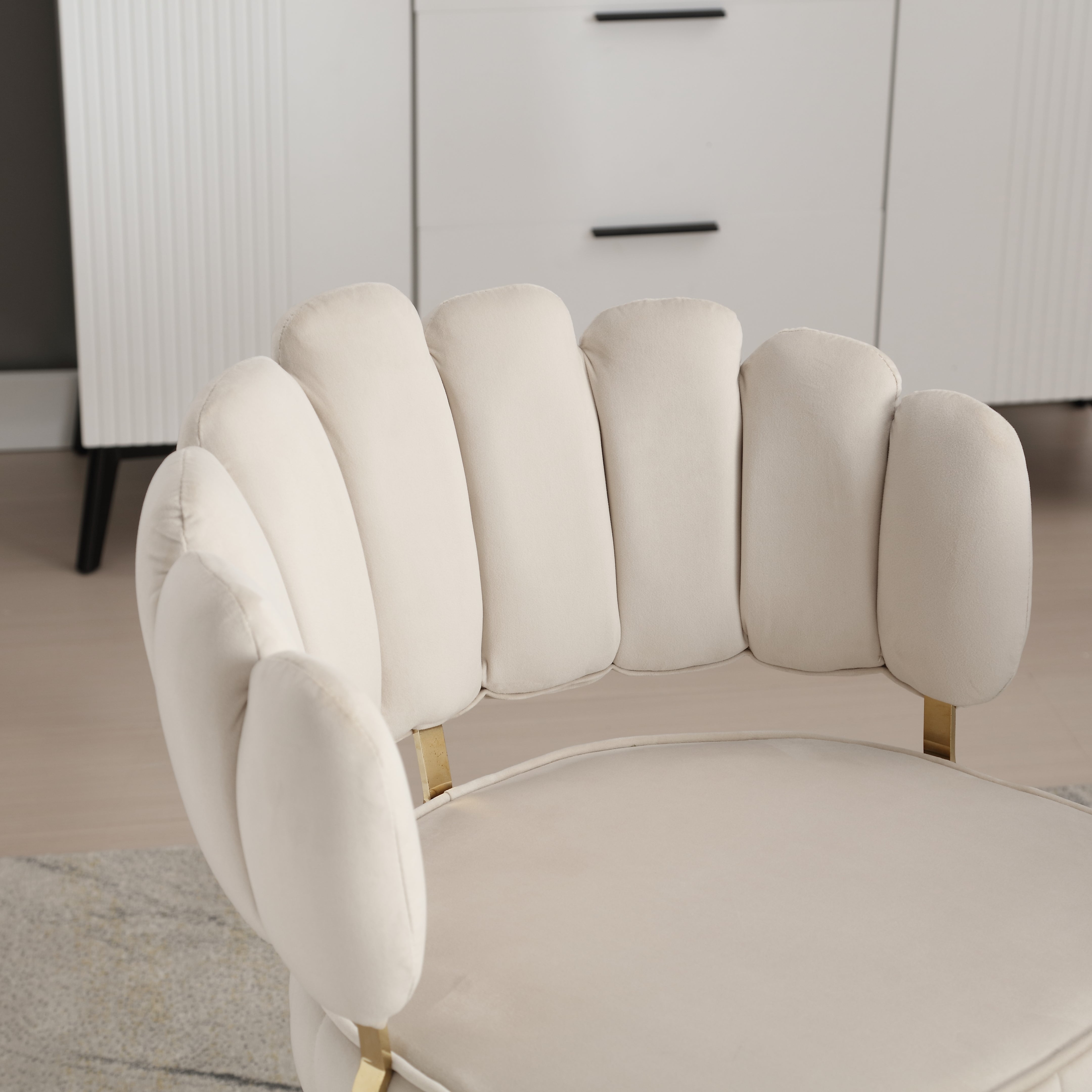 Logidon Modern Velvet Living Room Chairs Ivory Velvet Set of 2