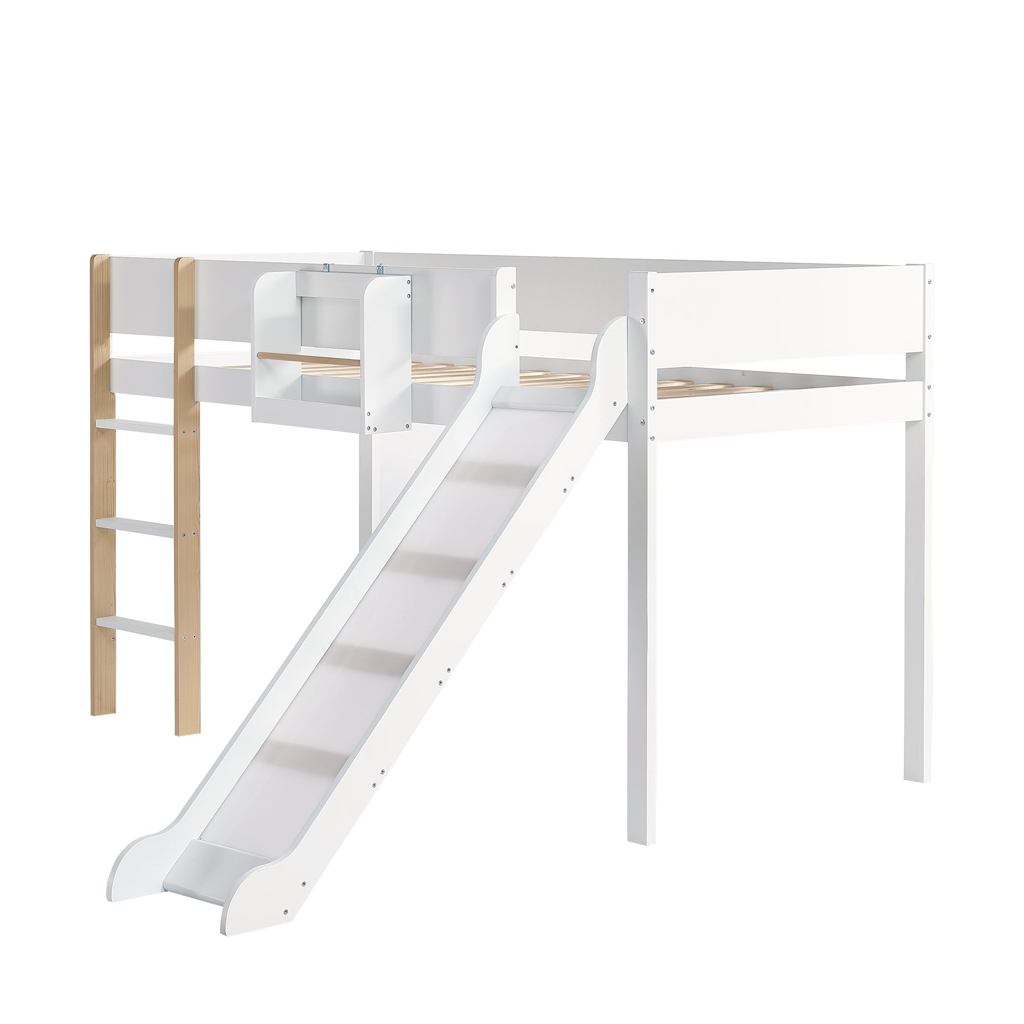 Logidon complete bedroom 3-piece loft bed with slide white/natural