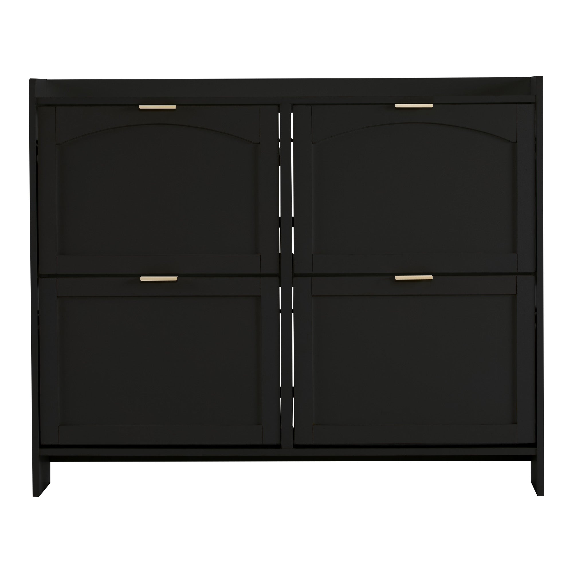 Logidon Moderne Schoenenkast Met 4 Kleppen Zwart 110 x 24 x 90 cm